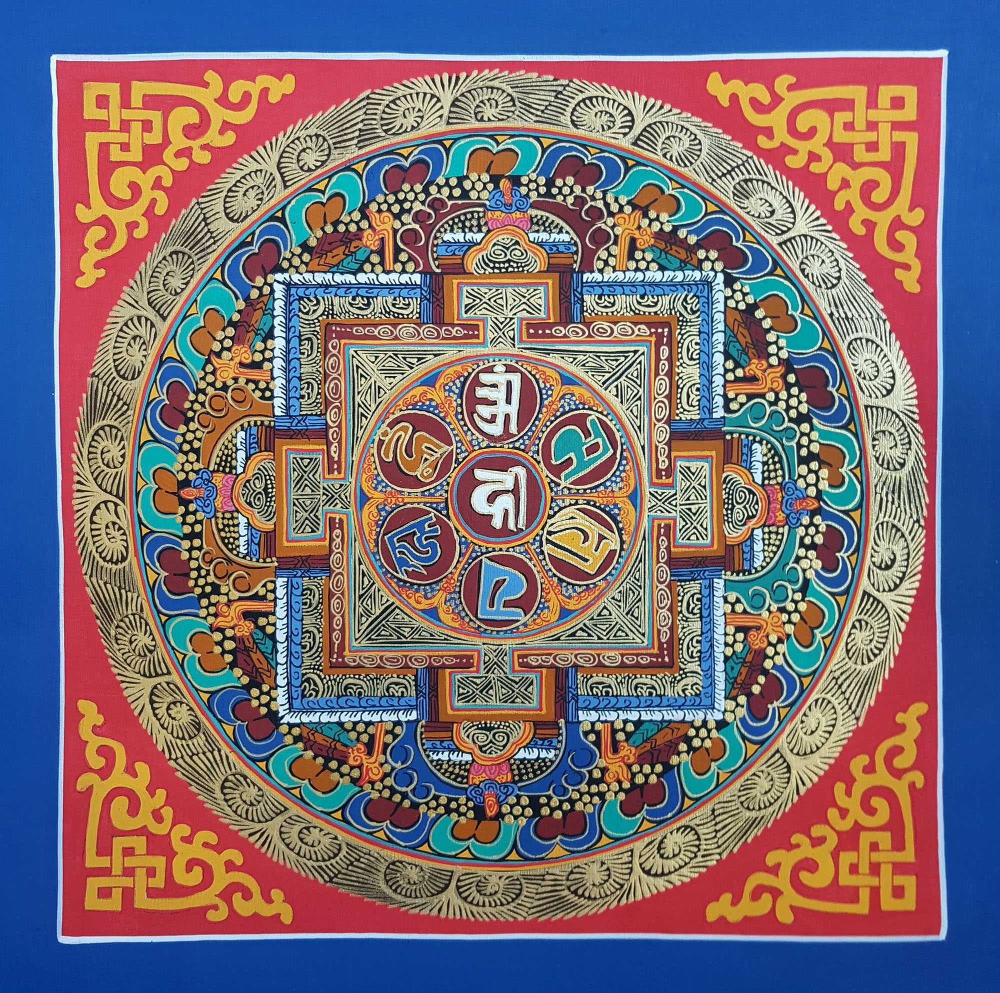 Tibetan Small Om Mani Padme Hum Student Square Mandala, <span Style=