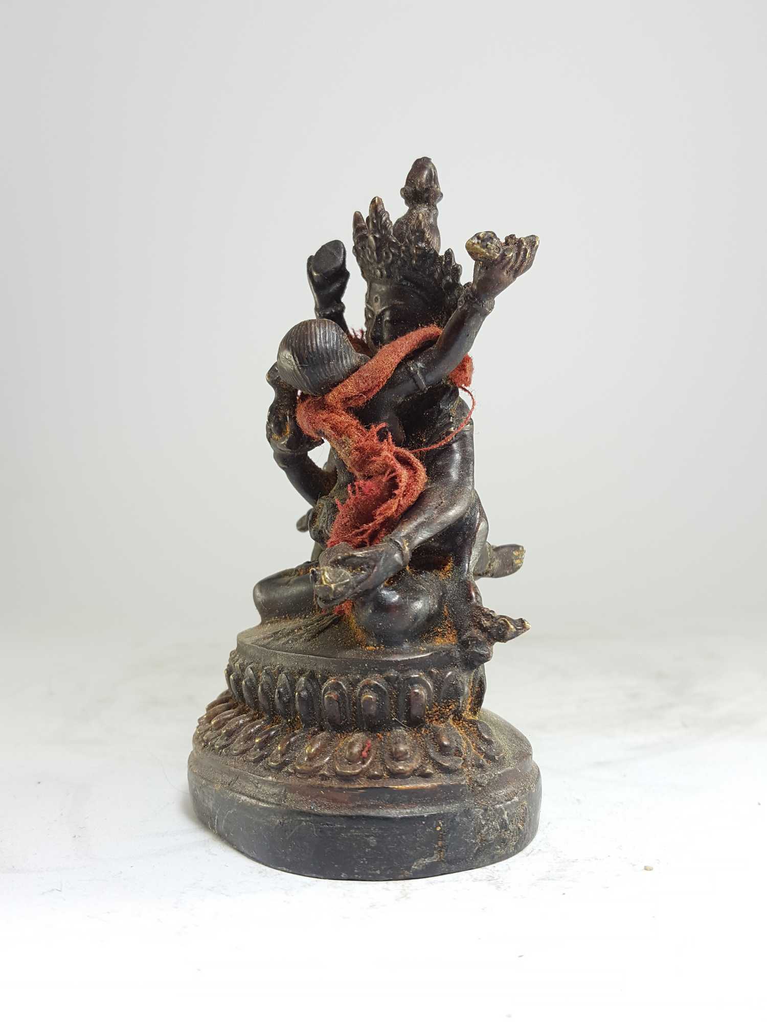 Buddhist Miniature Statue Of Vajrasattva With Consort, shakti, Yab-yum, antique Finishing