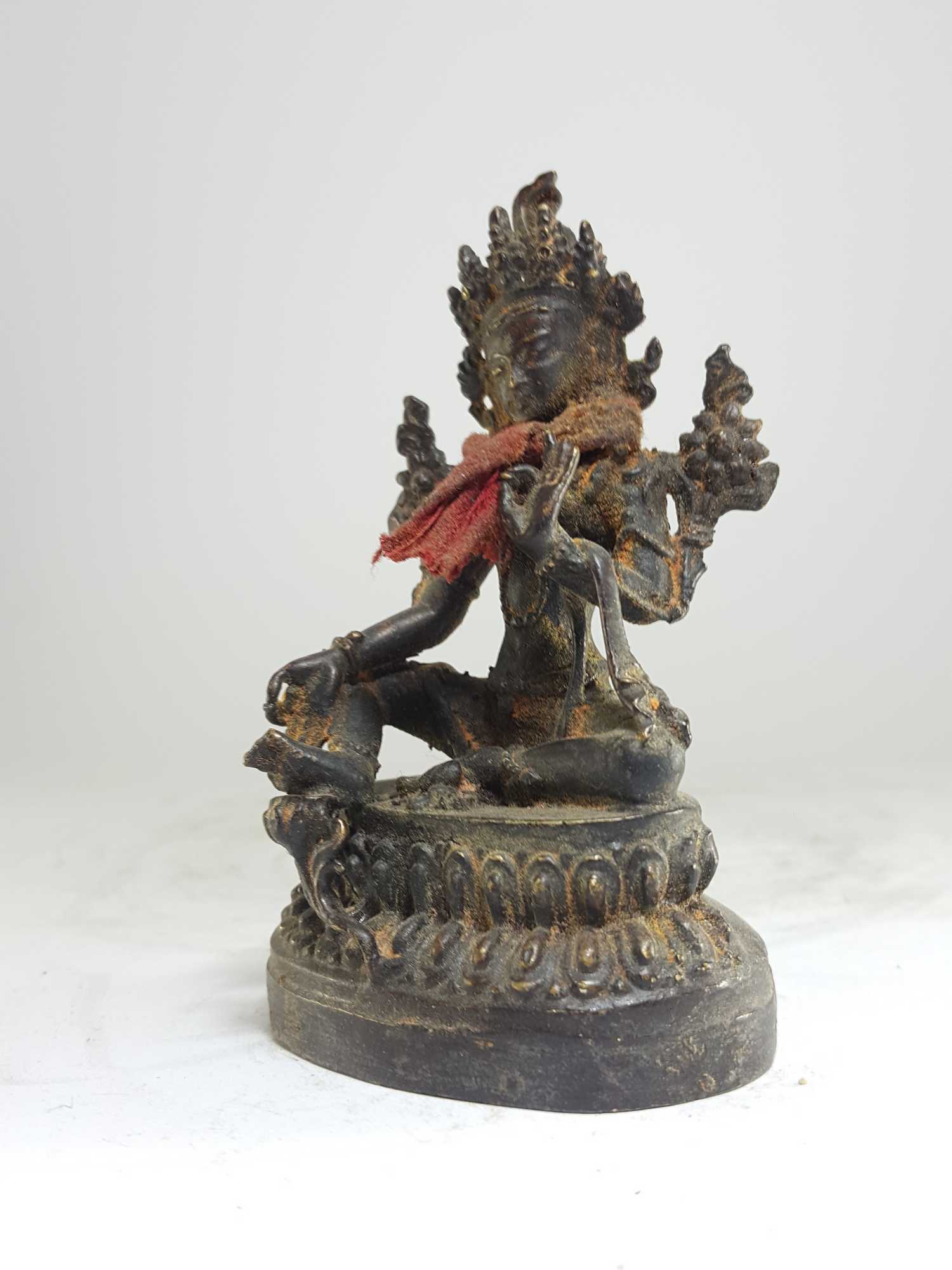 Buddhist Miniature Statue Of Green Tara, antique Finishing