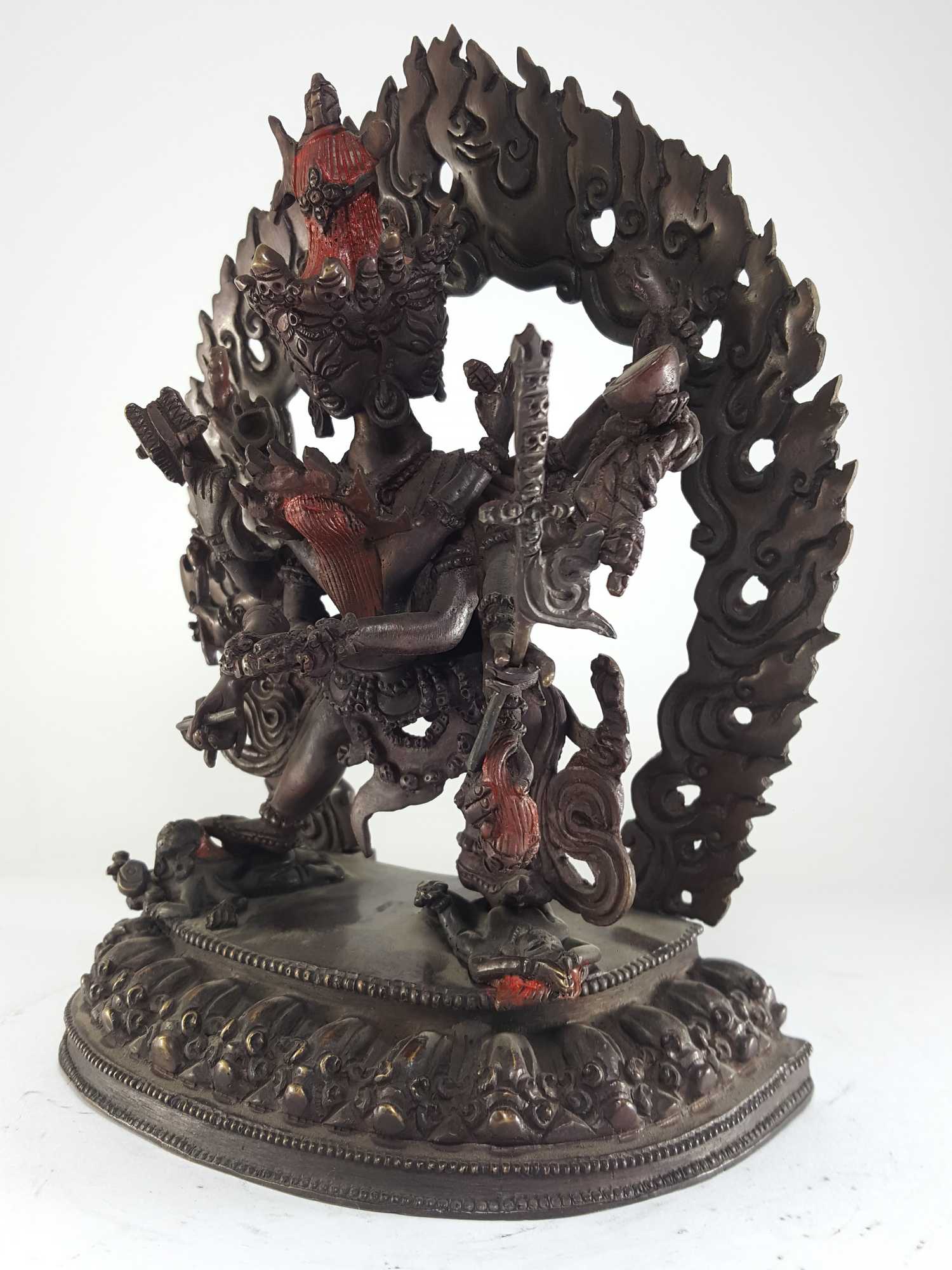 Buddhist Statue Of Chakrasamvara - Heruka chocolate Oxidized
