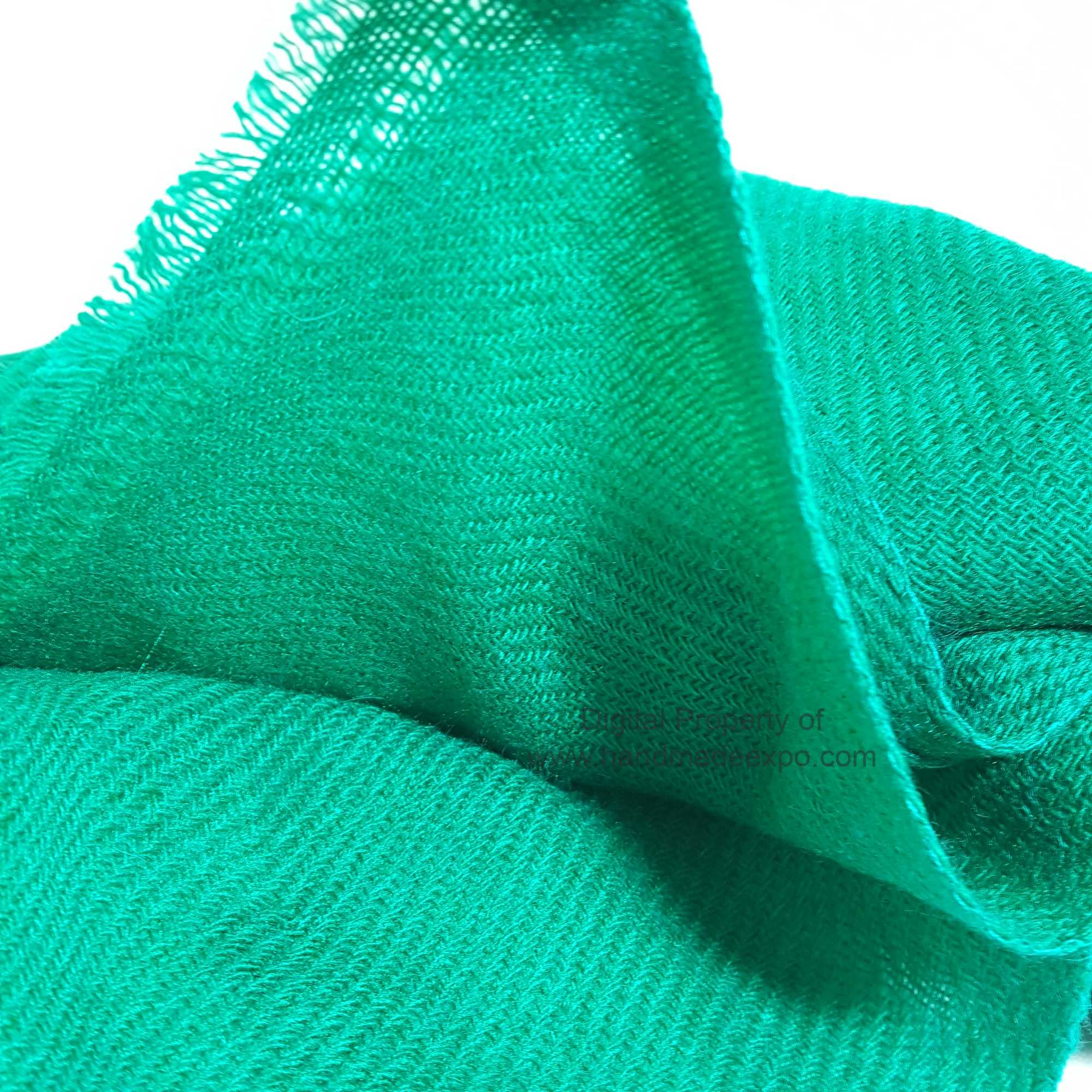 Pashmina Shawl, Nepali Handmade Shawl, In Four Ply Wool, Color Dye green Color