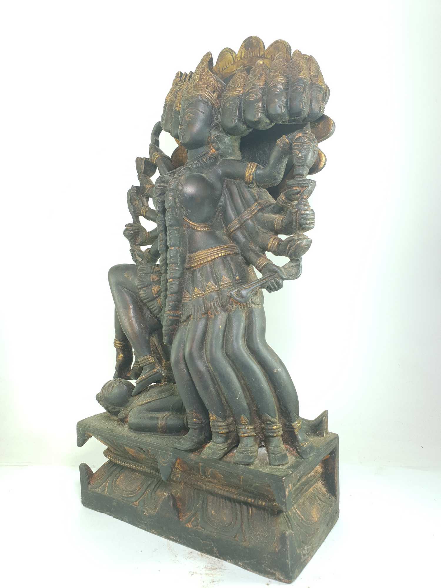 Statue Of 10 Head 10 Legs Kali, antique Finishing