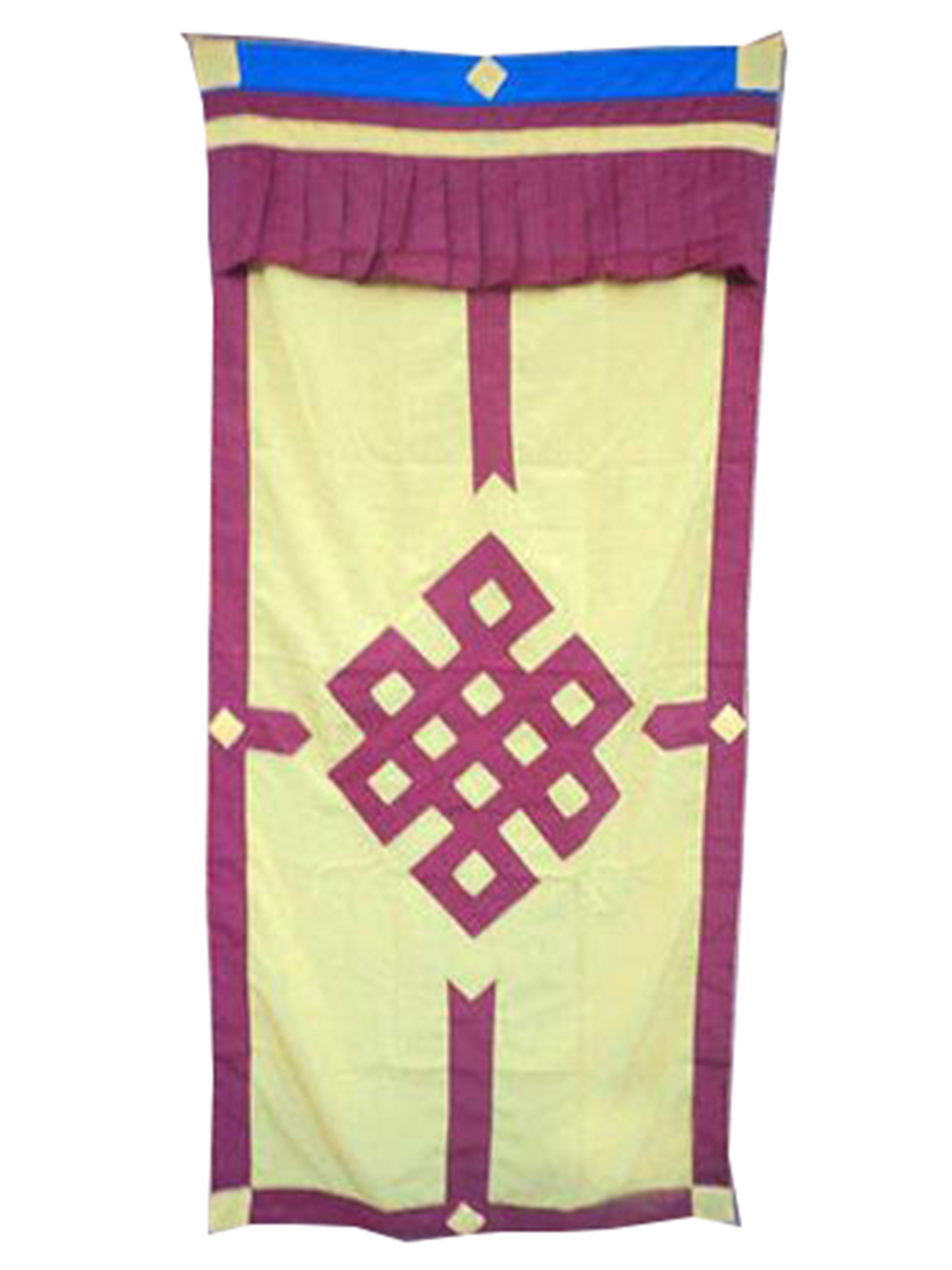 cotton Tibetan Door Curtain, With endless Knot, blue