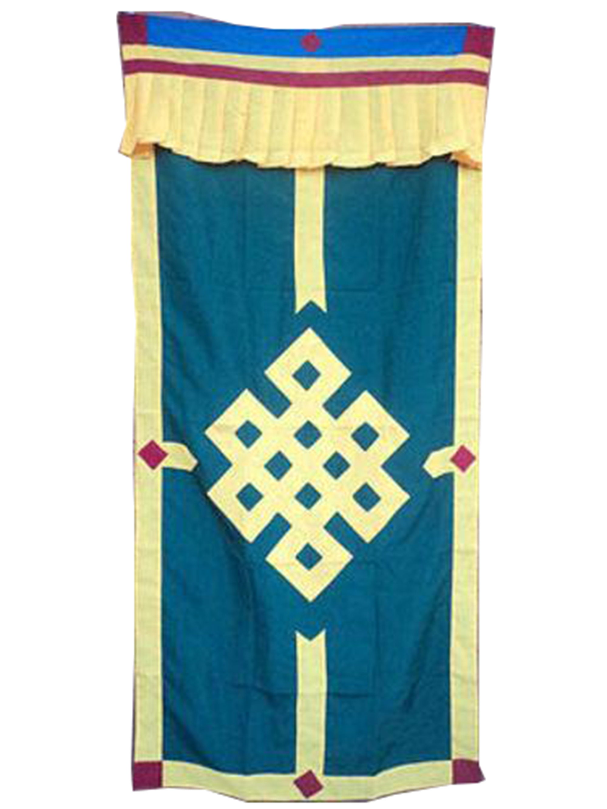cotton Tibetan Door Curtain, With endless Knot, blue