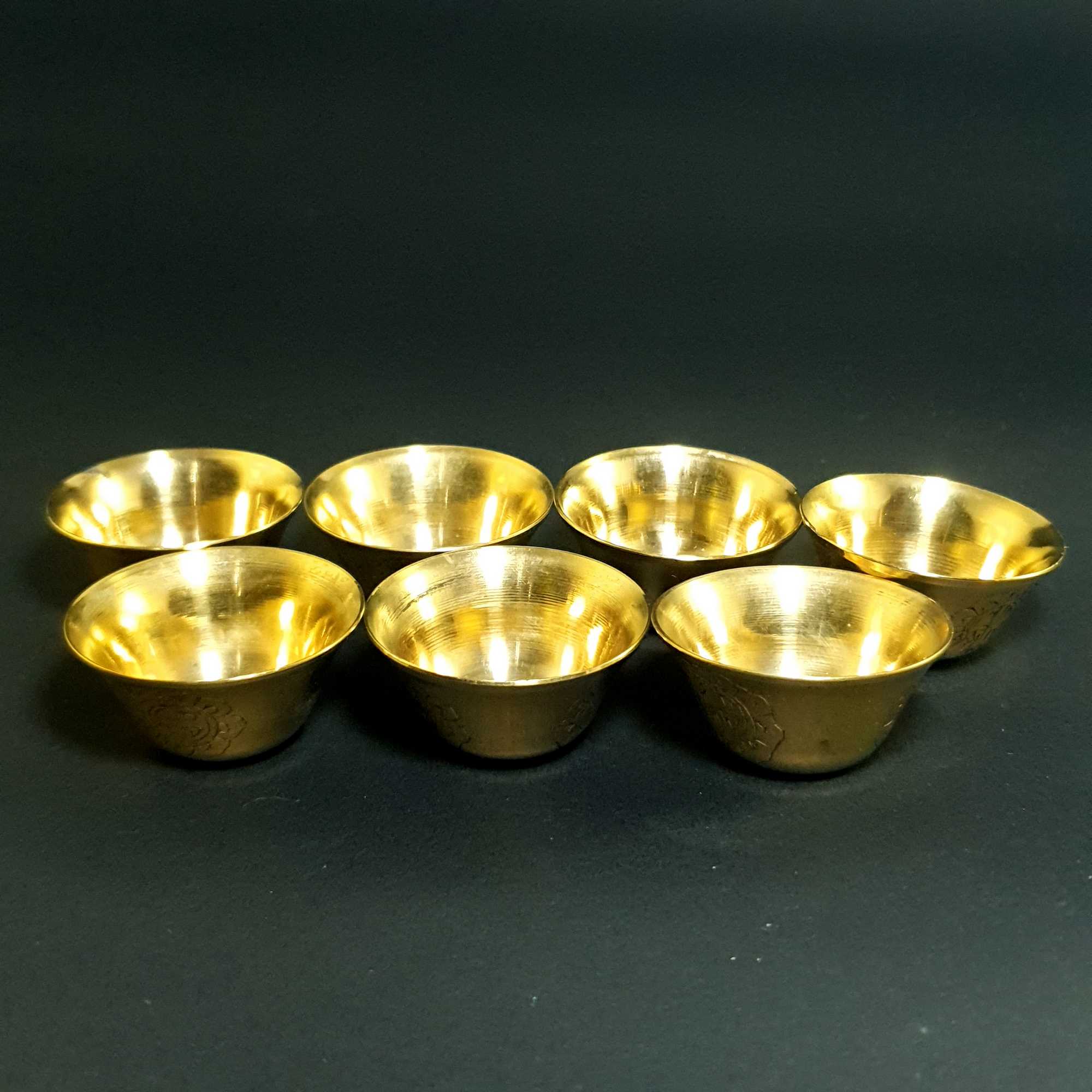 brass Offering Bowls, 7 Pieces Set, tiny