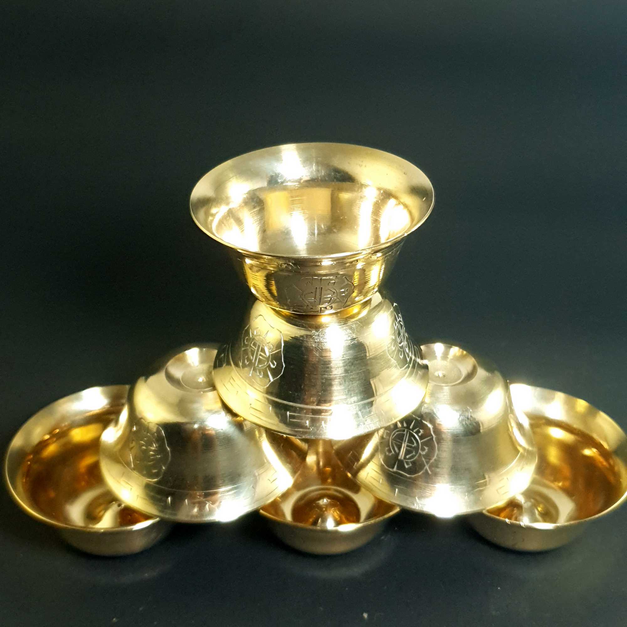 brass Offering Bowls, 7 Pieces Set, small