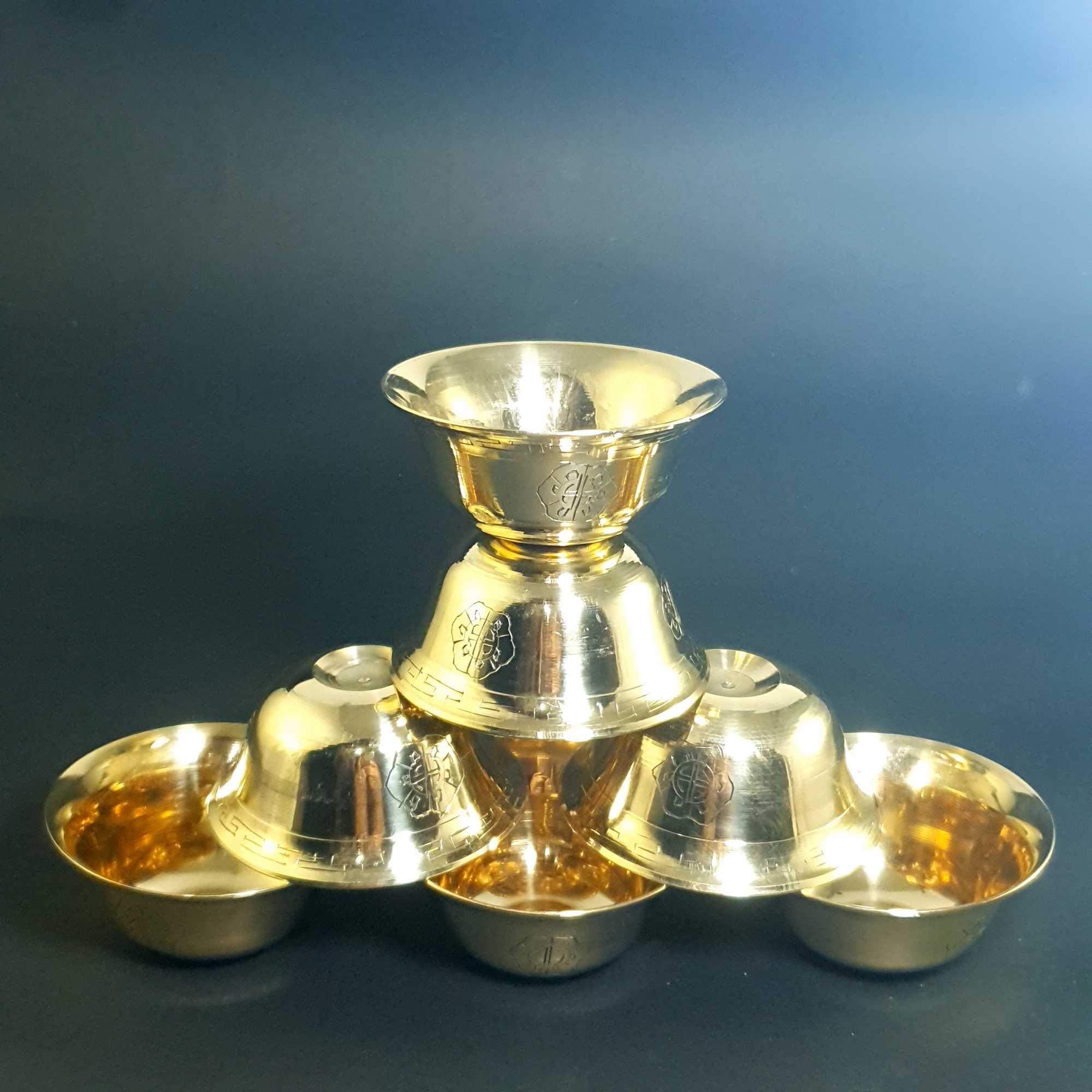 brass Offering Bowls, 7 Pieces Set, medium