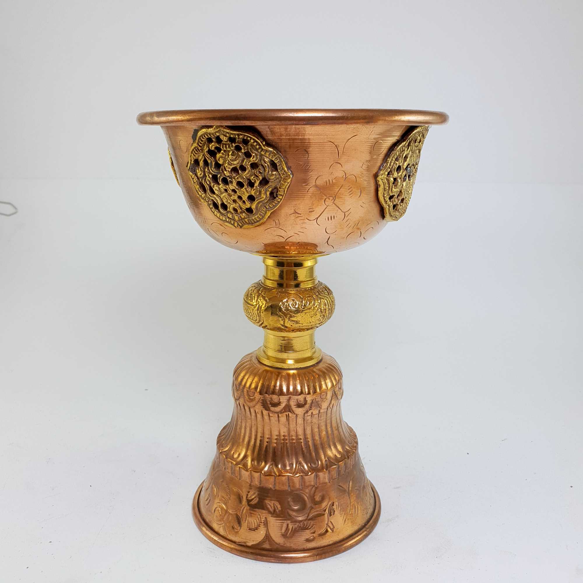 Copper Butter Lamp, Buddhist Ritual Items, <span Style=