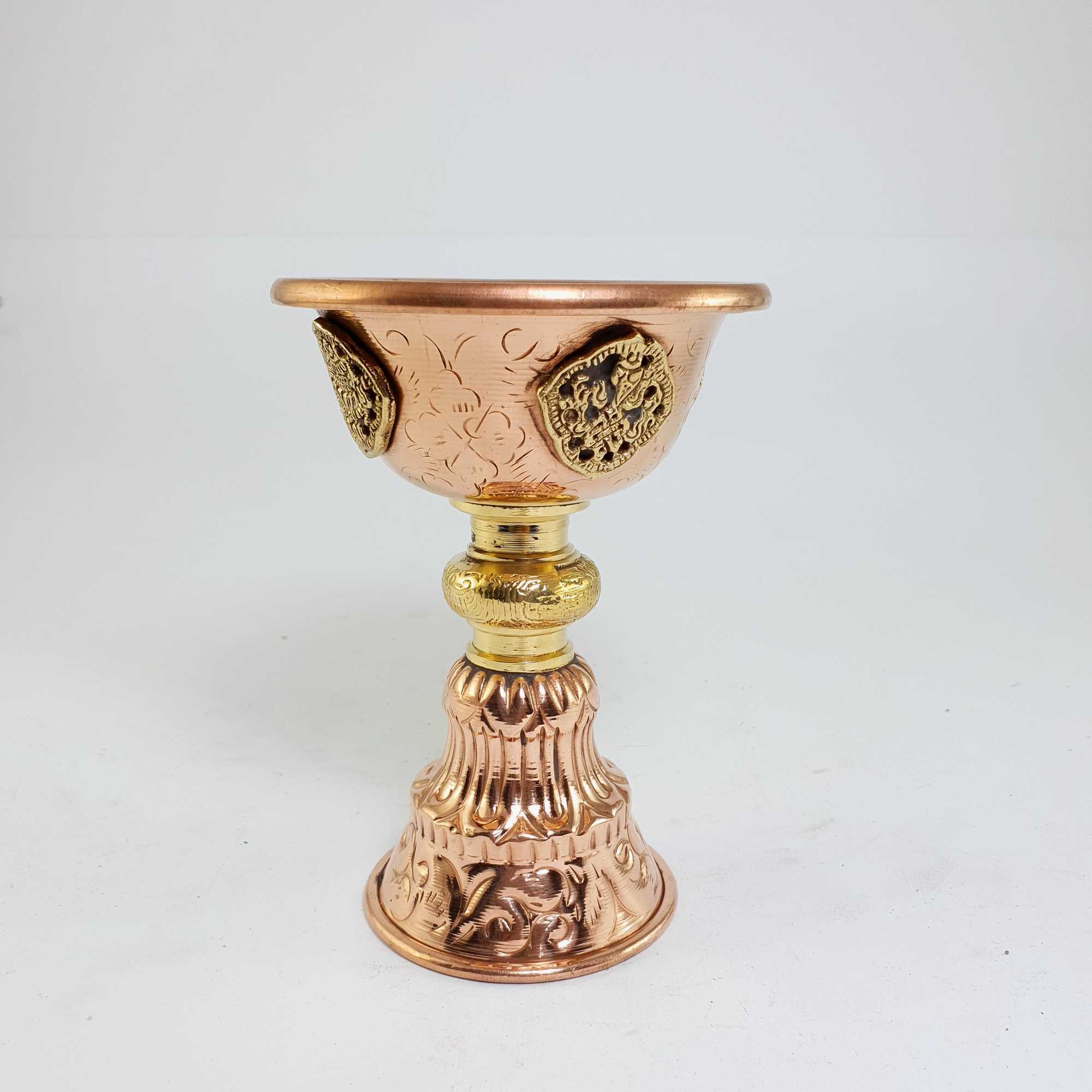 Copper Butter Lamp, Buddhist Ritual Items, <span Style=