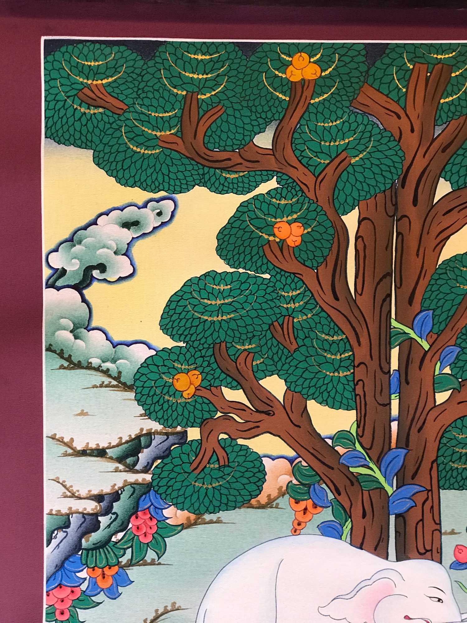 Tibetan Thangka Of The Four Harmonious Friends