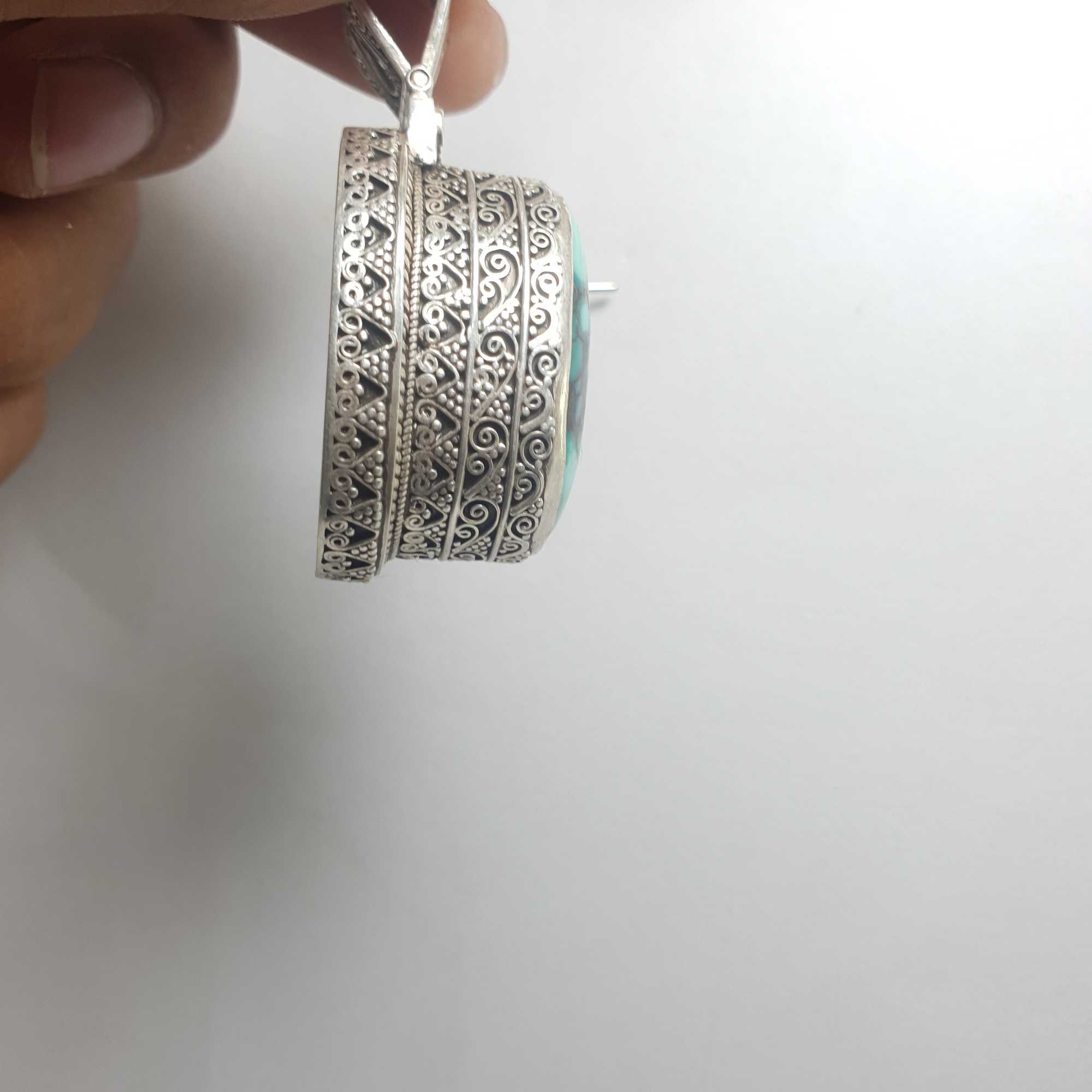 Old Tibetan Turquoise Silver Pendant