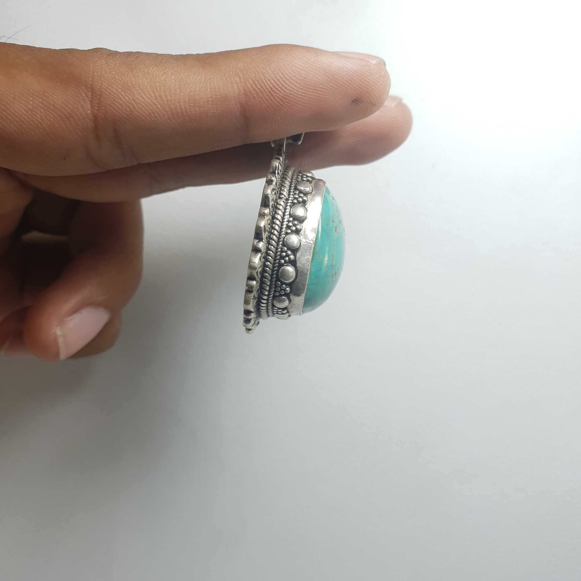 Old Tibetan Turquoise Silver Pendant