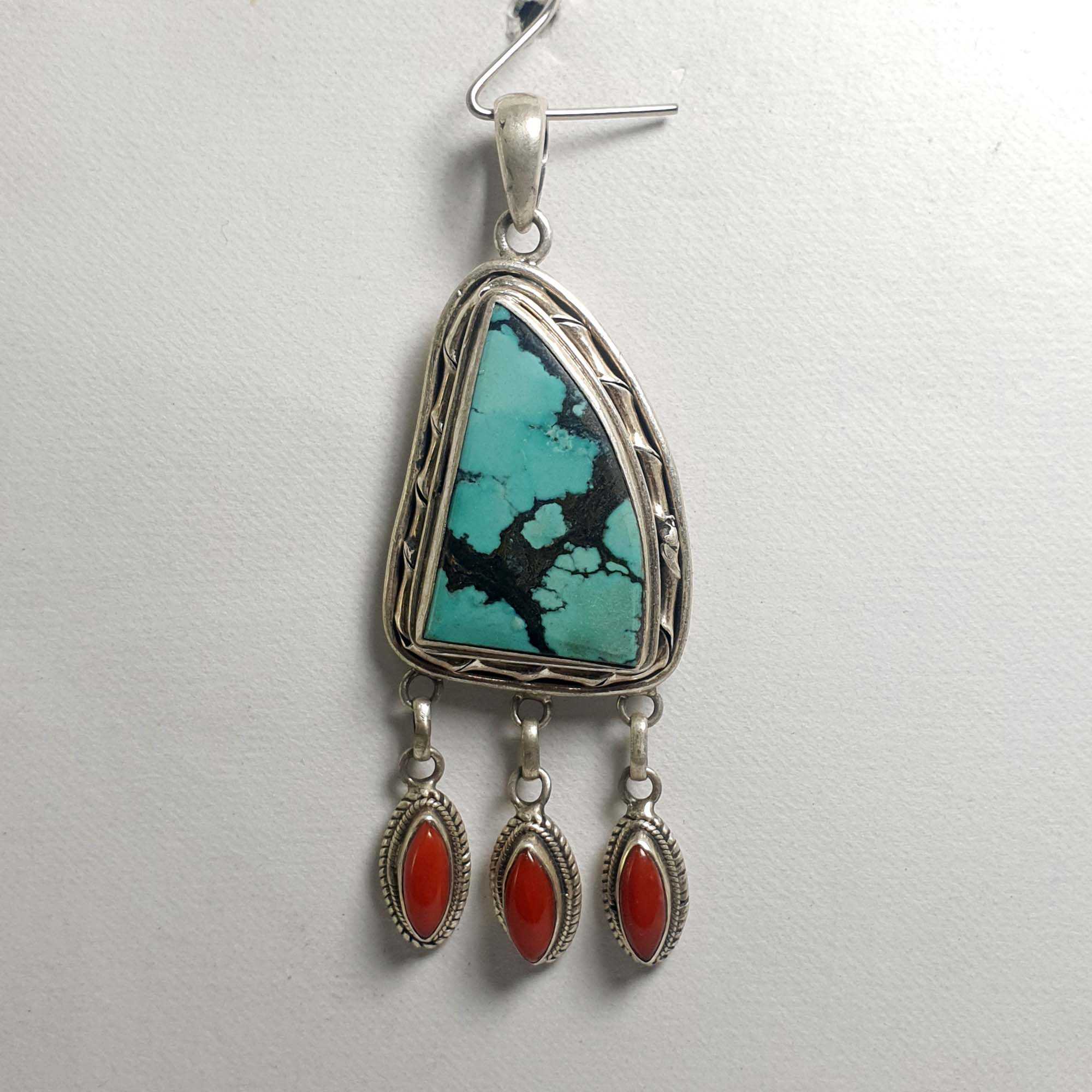 Old Tibetan Turquoise Silver Pendant