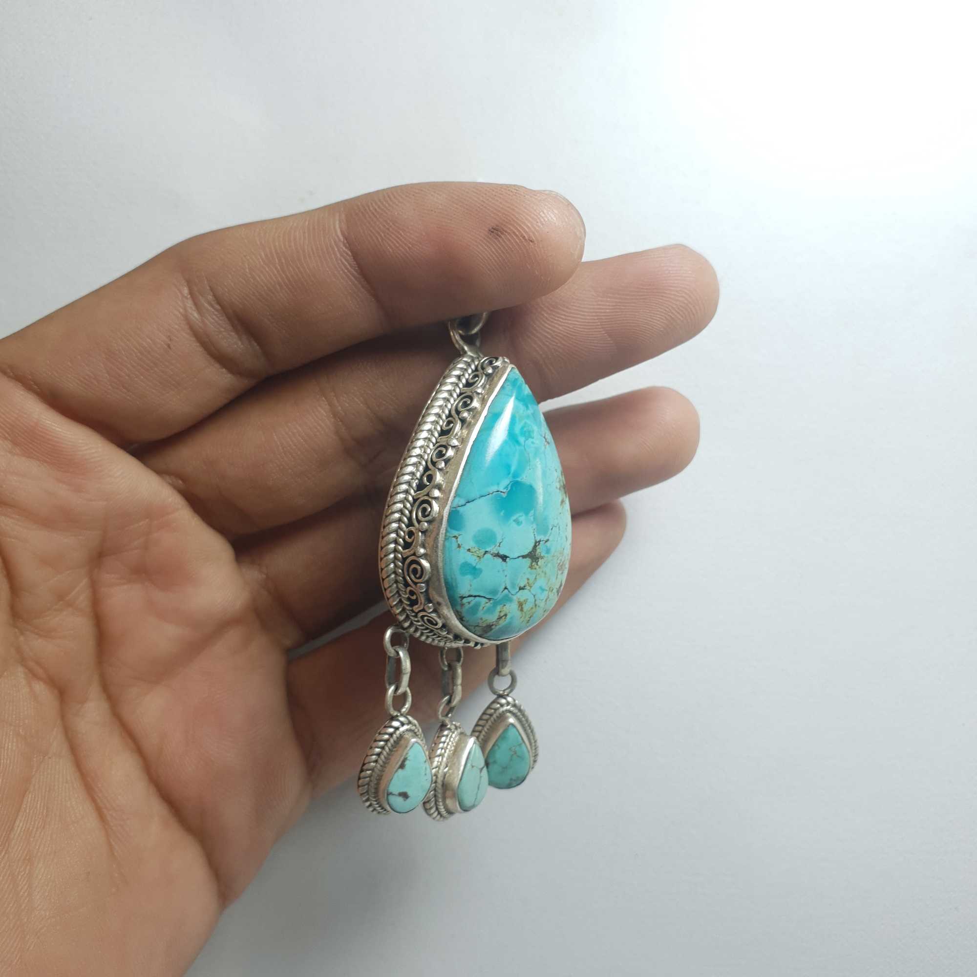 Old Tibetan Turquoise Silver Pendant