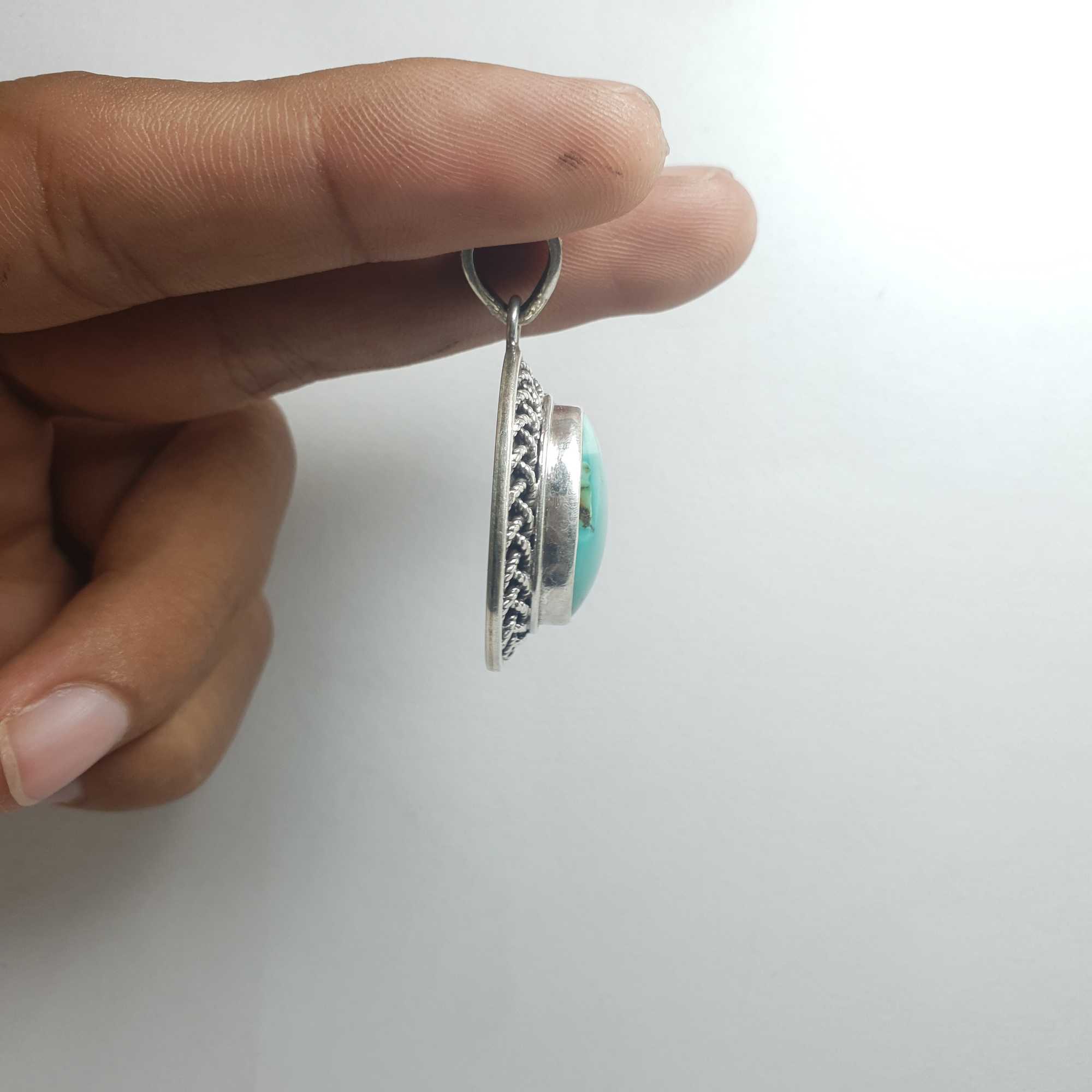 Old Tibetan Turquoise Silver Pendant