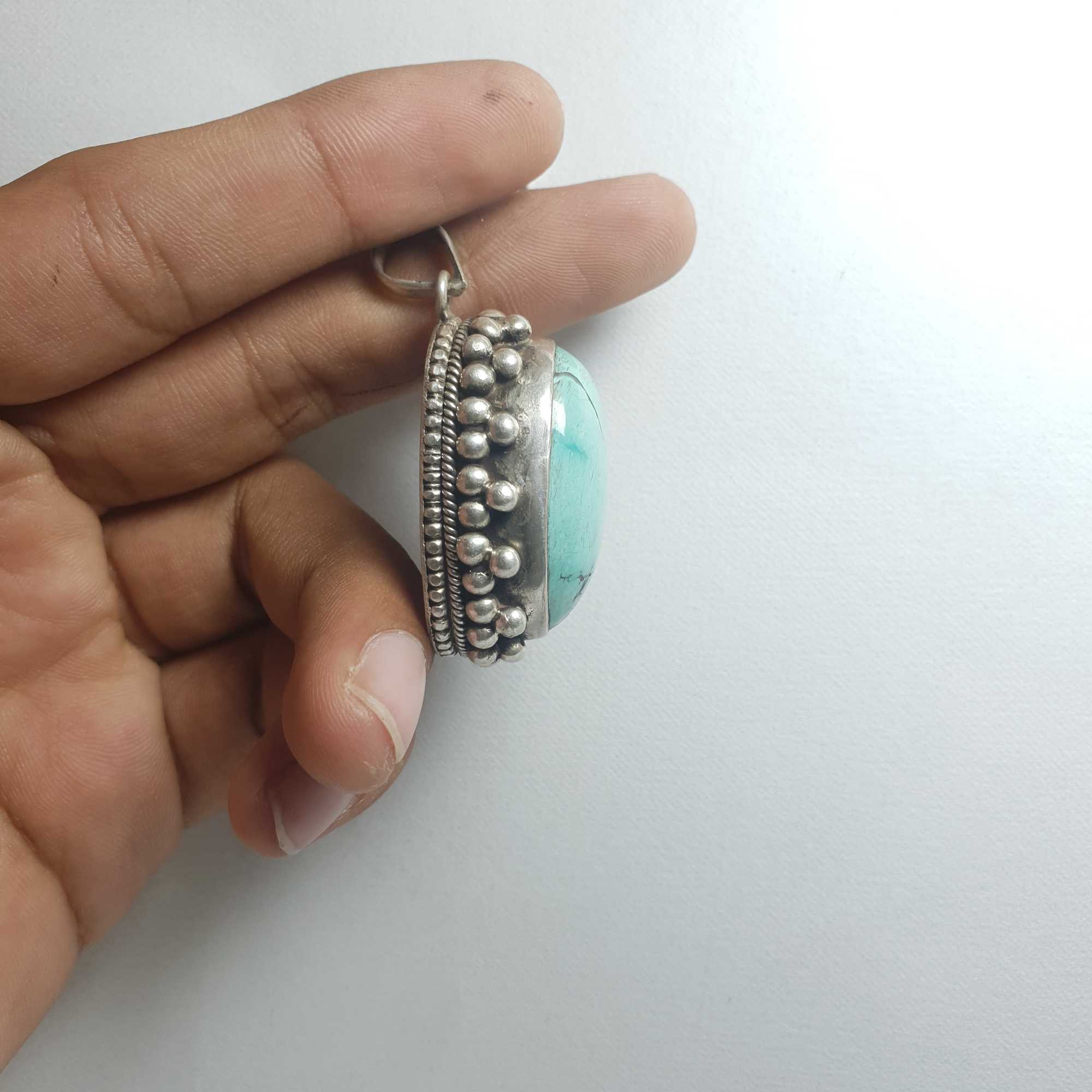 Old Tibetan Turquoise Silver Pendant