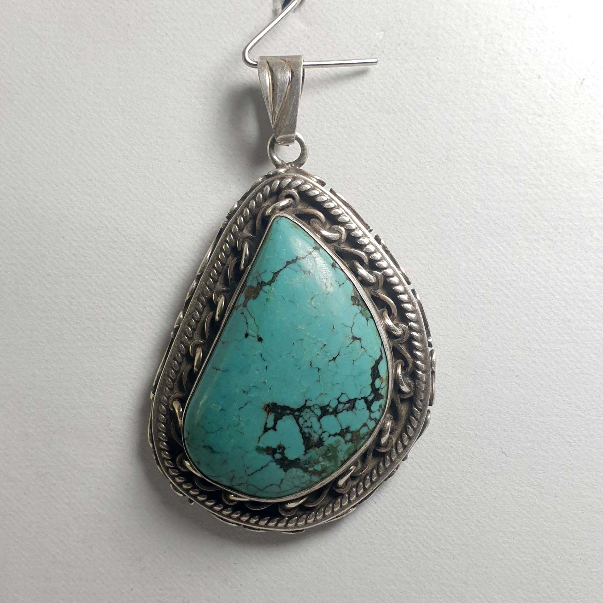 Old Tibetan Turquoise Silver Pendant