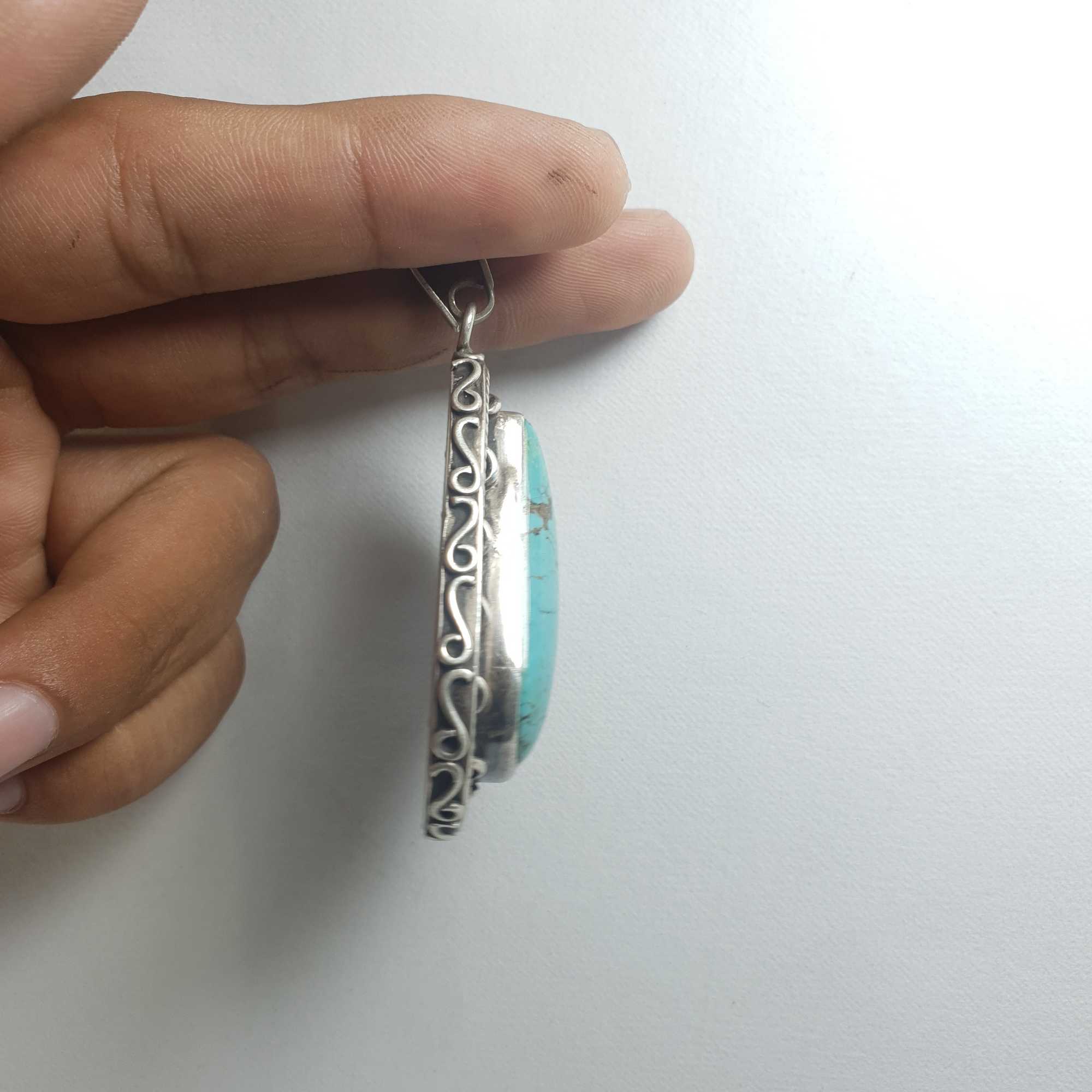 Old Tibetan Turquoise Silver Pendant