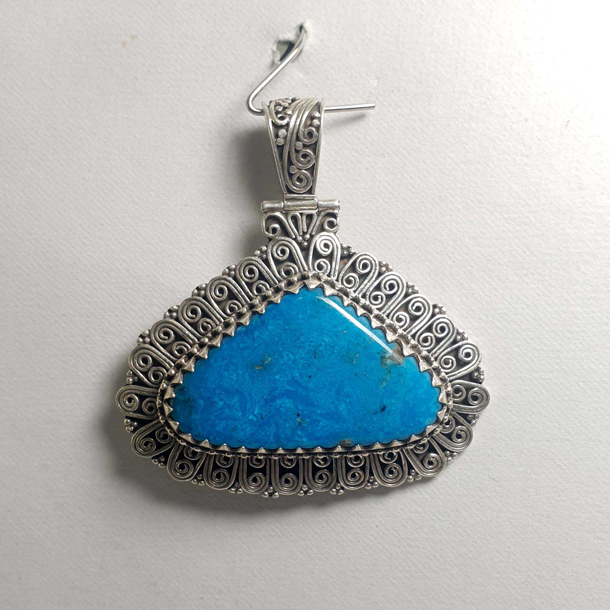 Old Tibetan Turquoise Silver Pendant