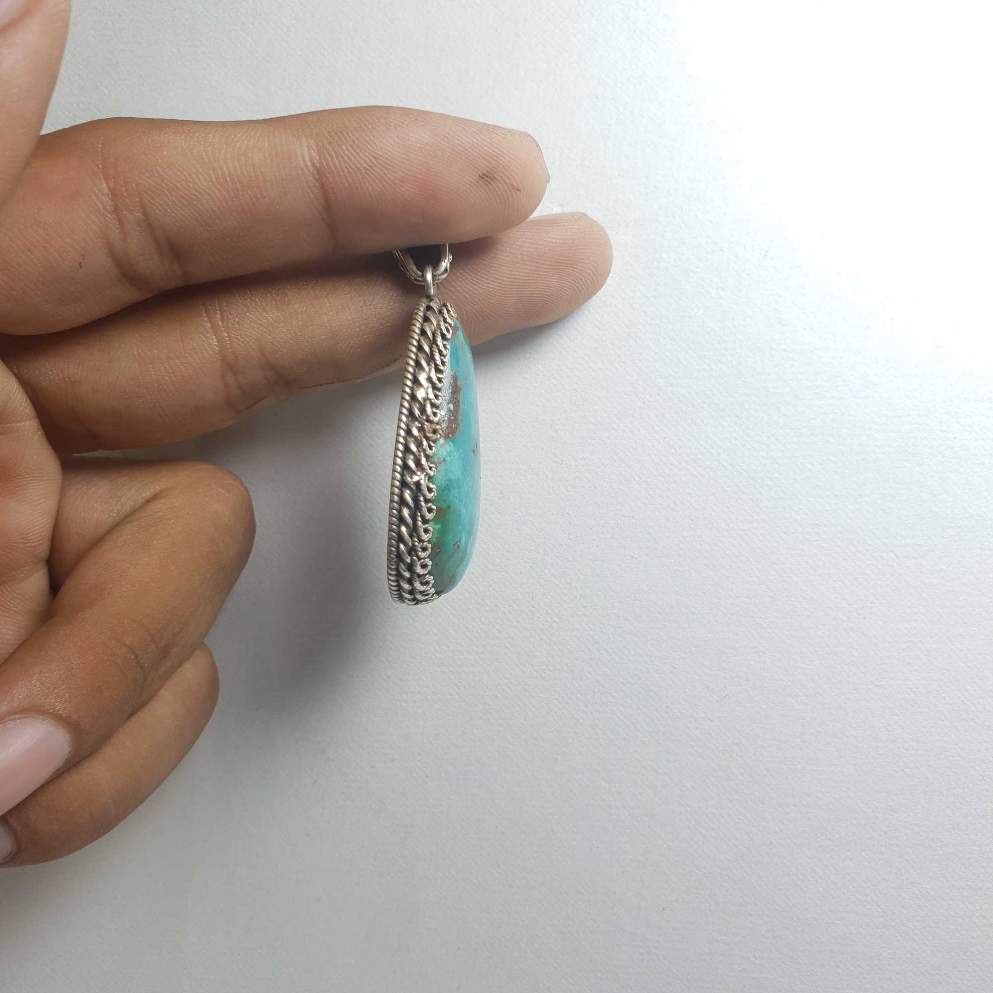 Old Tibetan Turquoise Silver Pendant