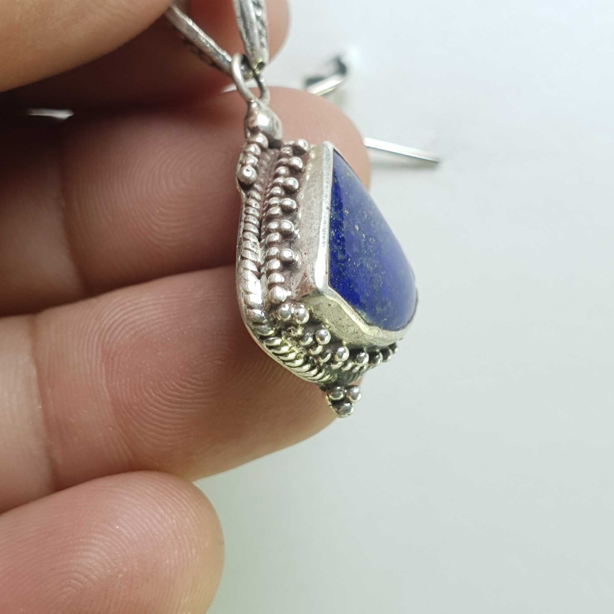 Sterling Silver Lapis Lazuli Pendant, <span Style=