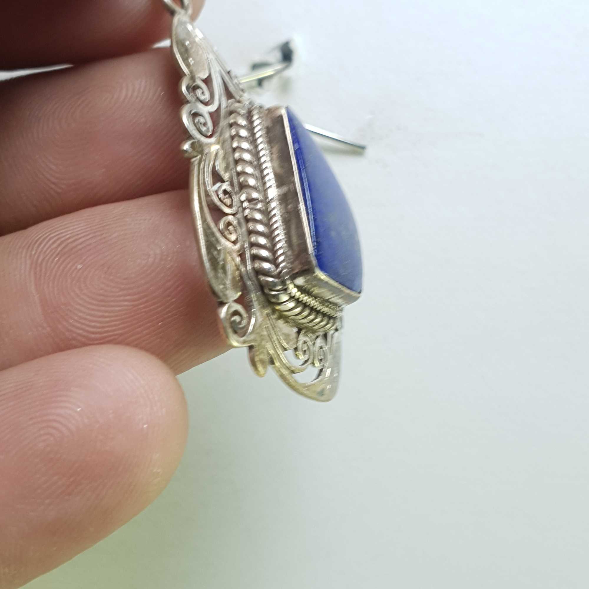 Sterling Silver Lapis Lazuli Pendant, <span Style=