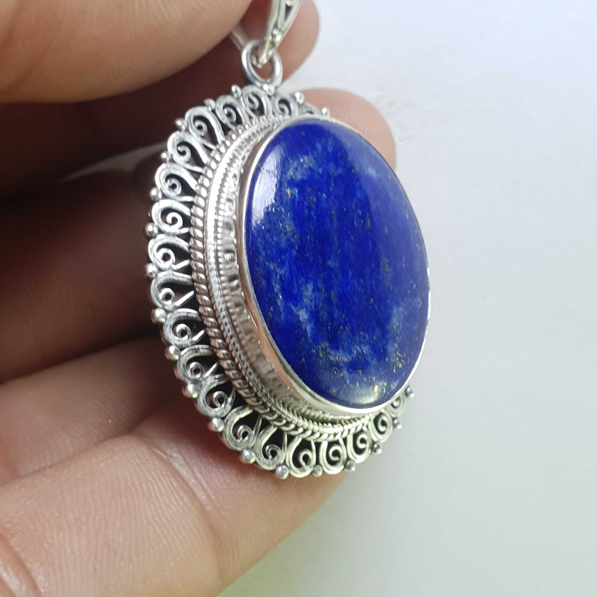 Sterling Silver Lapis Lazuli Pendant, <span Style=