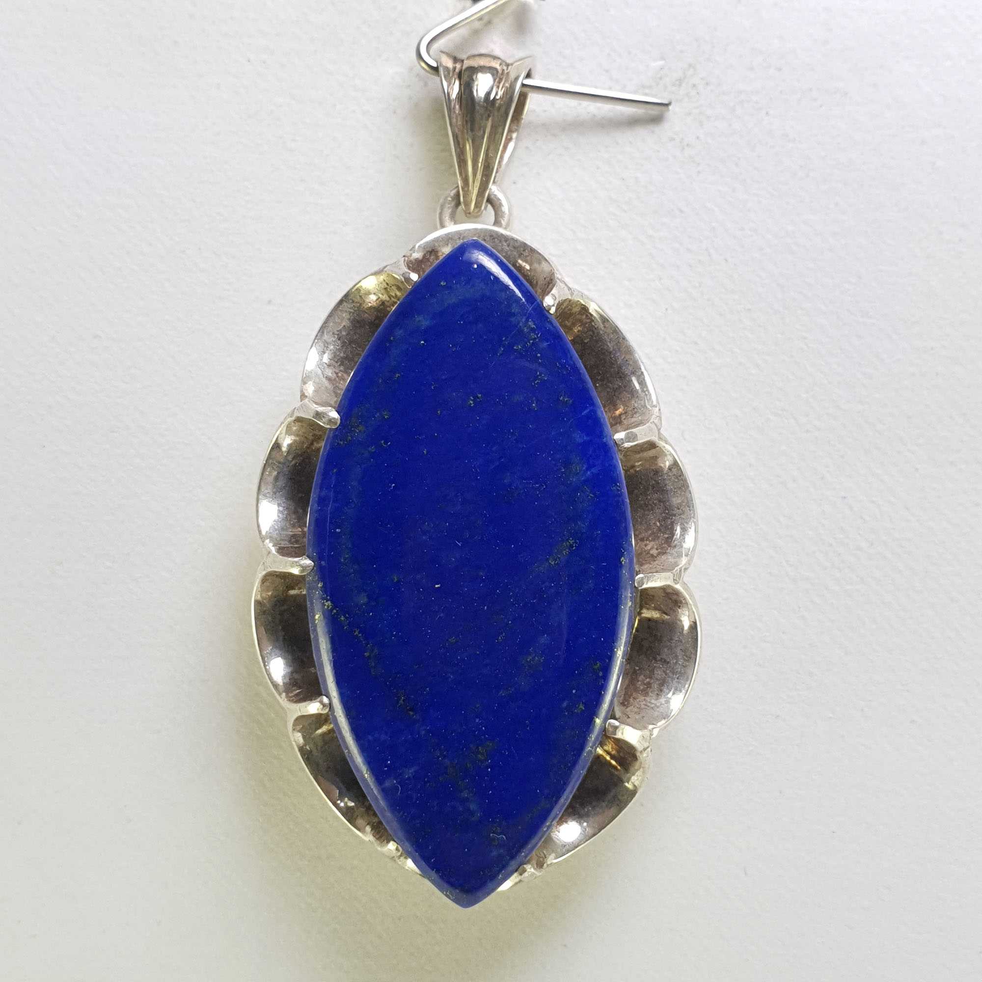 Sterling Silver Lapis Lazuli Pendant, <span Style=