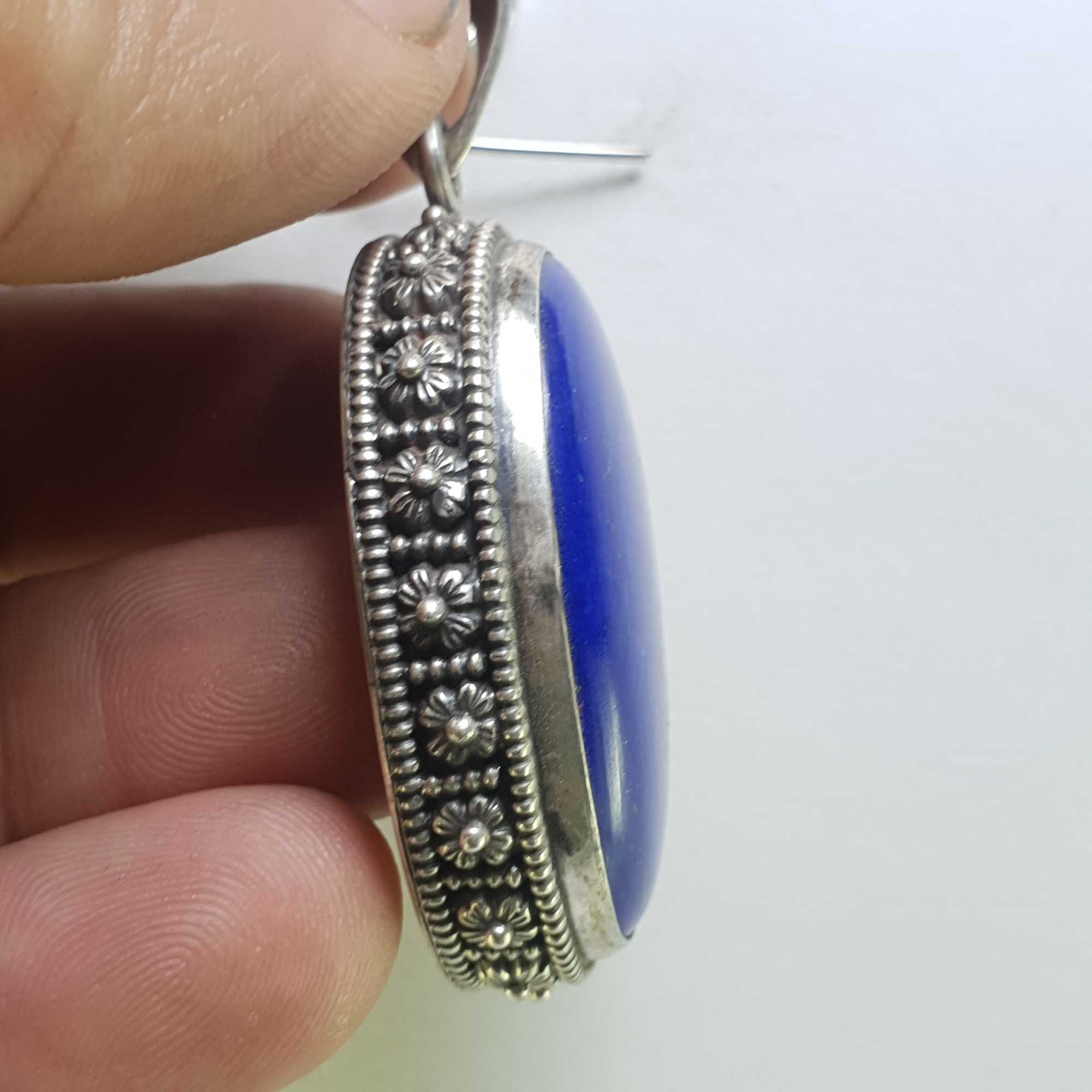 Sterling Silver Lapis Lazuli Pendant, <span Style=