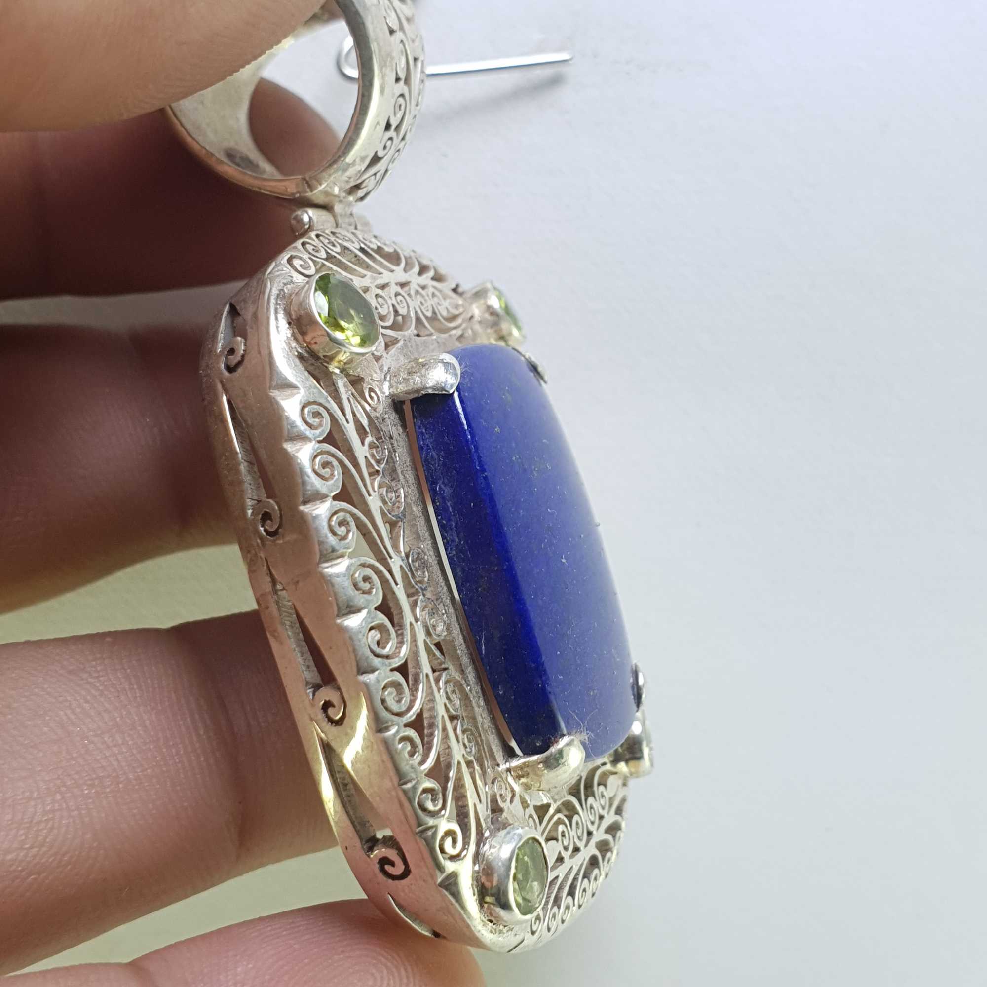 Sterling Silver Lapis Lazuli Pendant, <span Style=