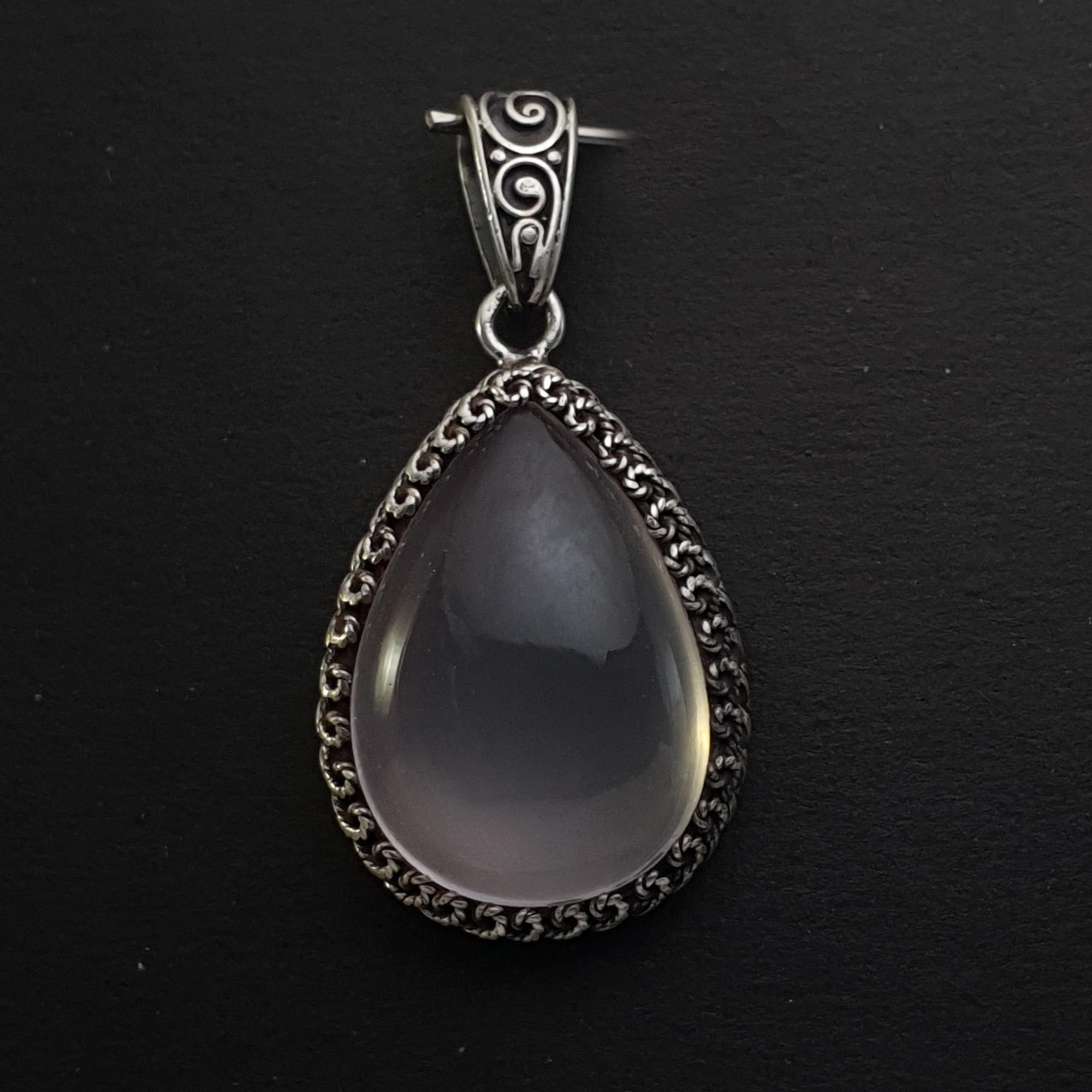 Rose Quartz Silver Pendant