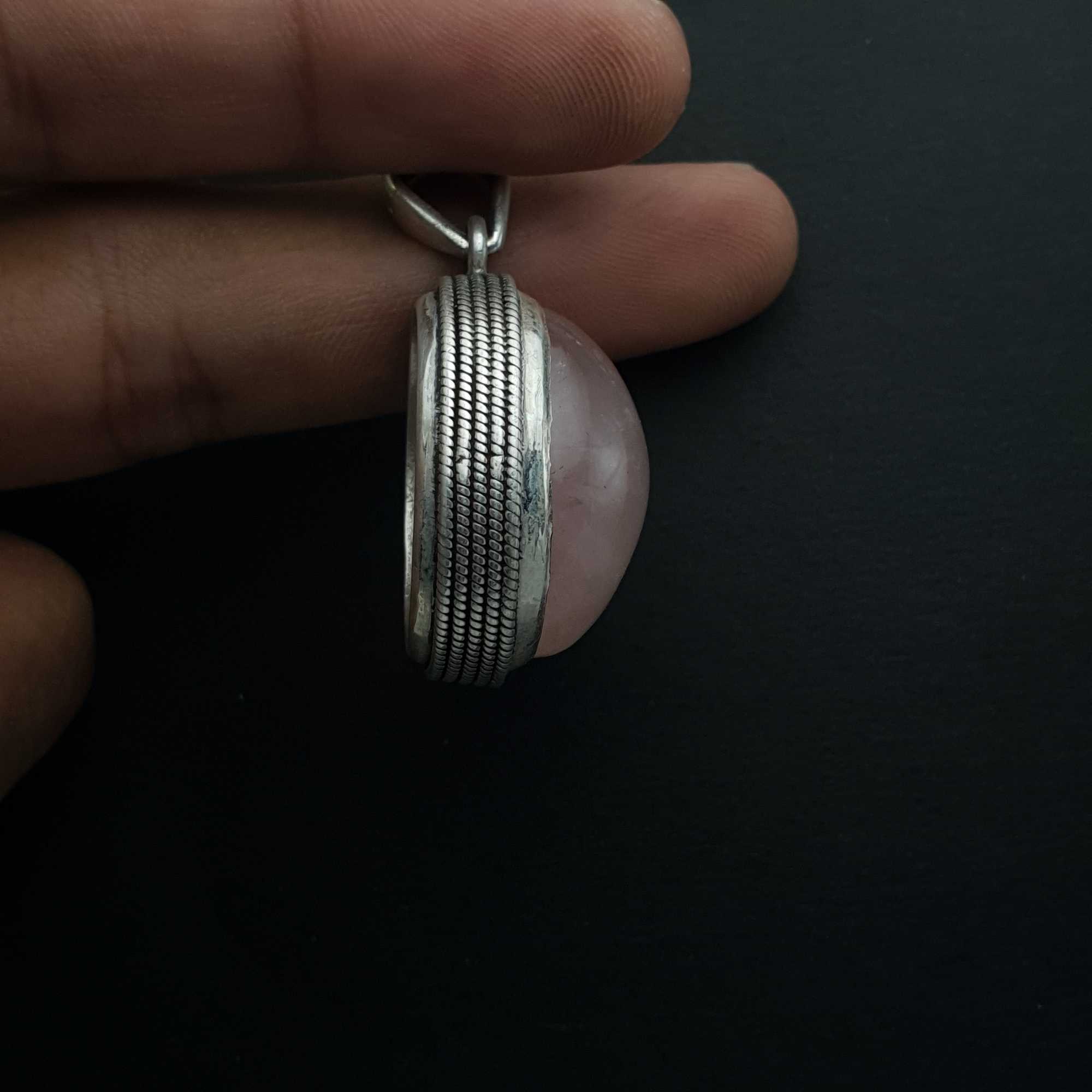 Rose Quartz Silver Pendant