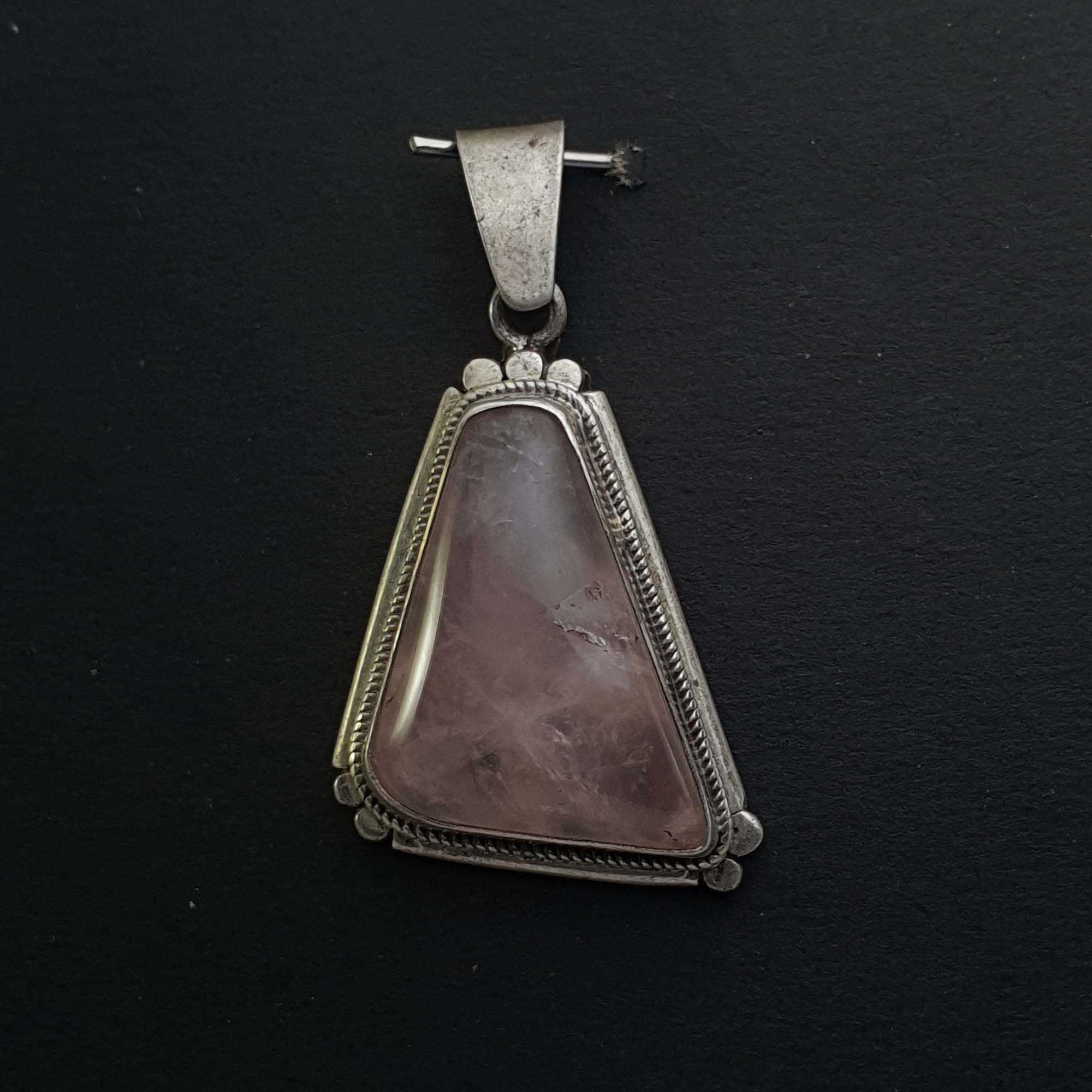 Rose Quartz Silver Pendant