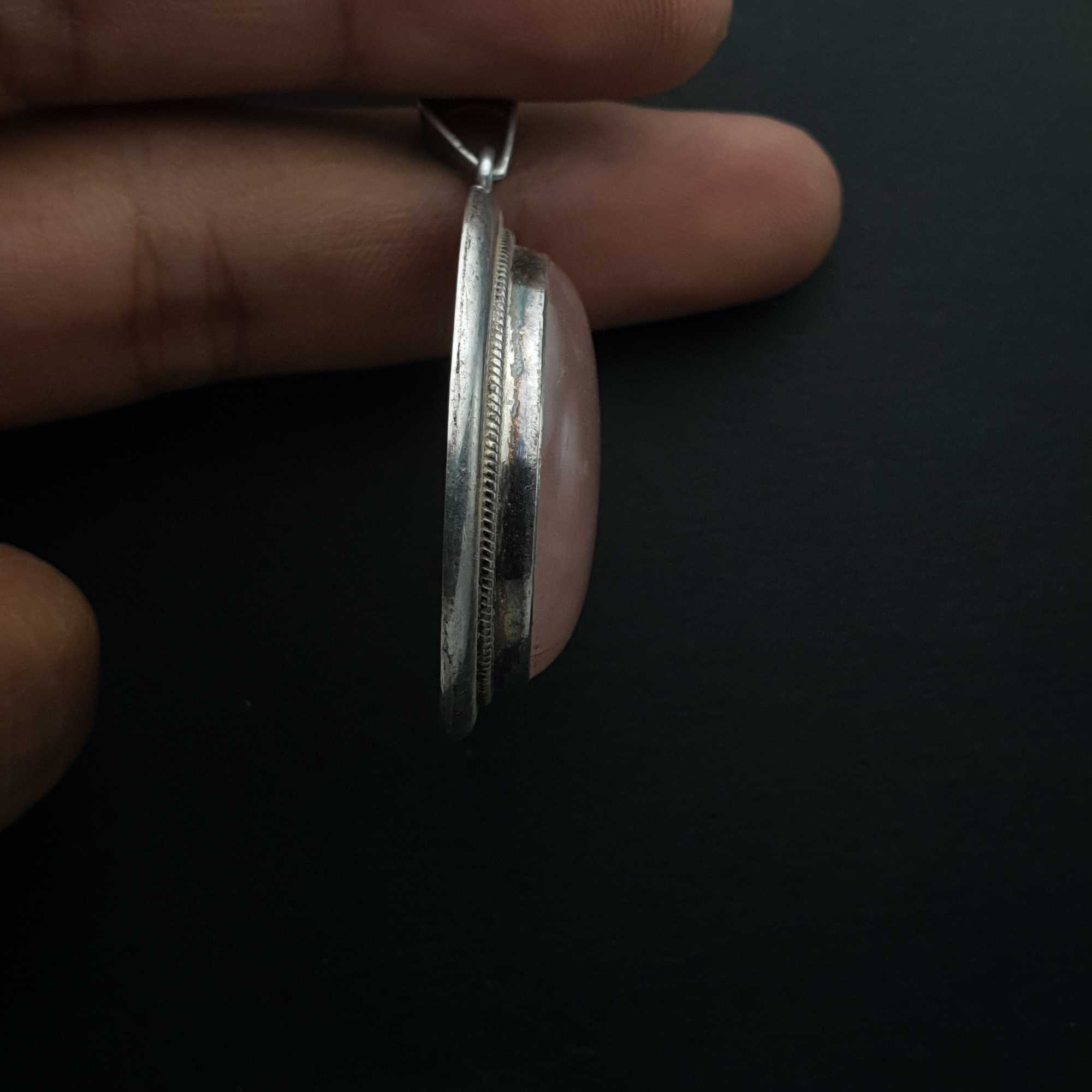 Rose Quartz Silver Pendant