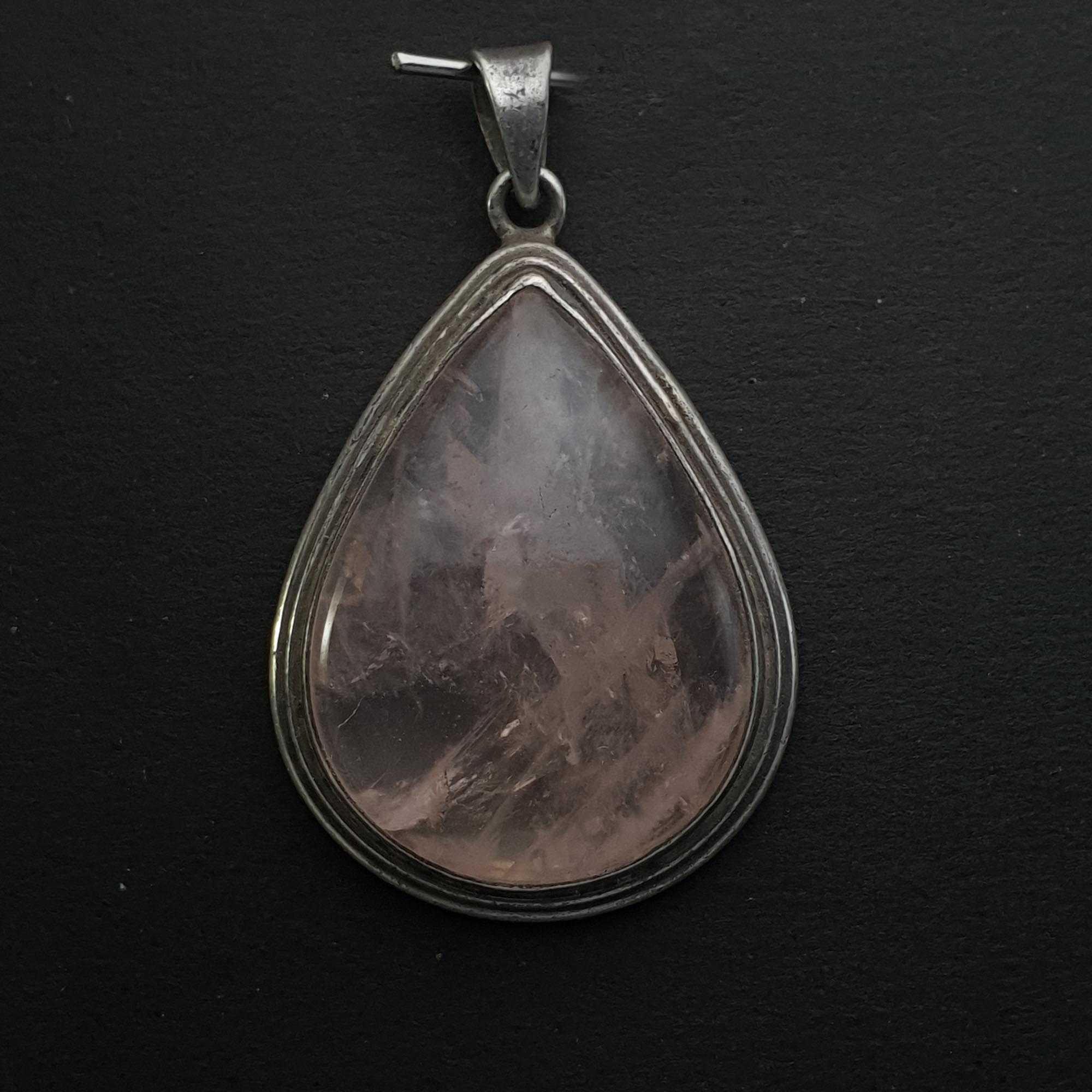 Rose Quartz Silver Pendant