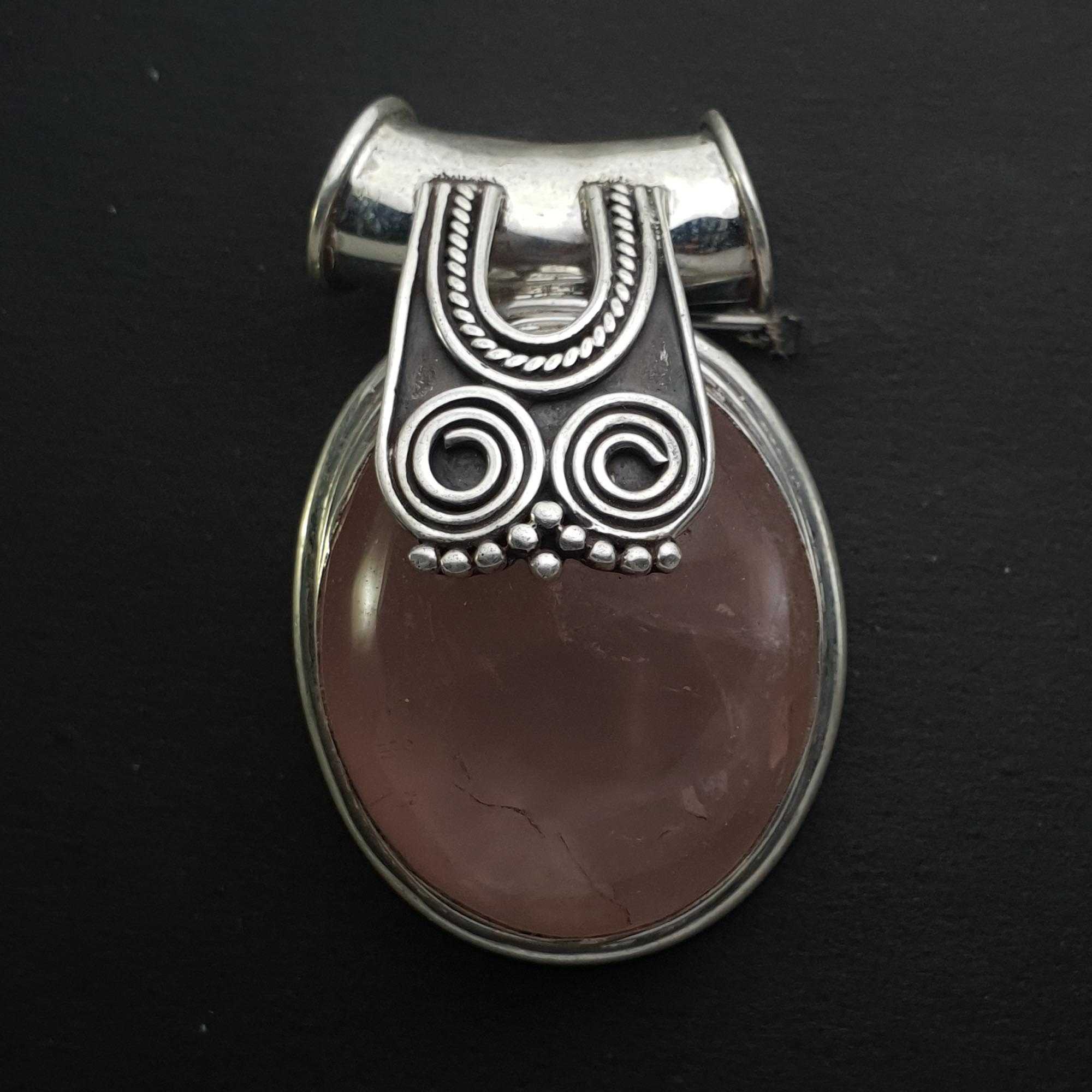 Rose Quartz Silver Pendant