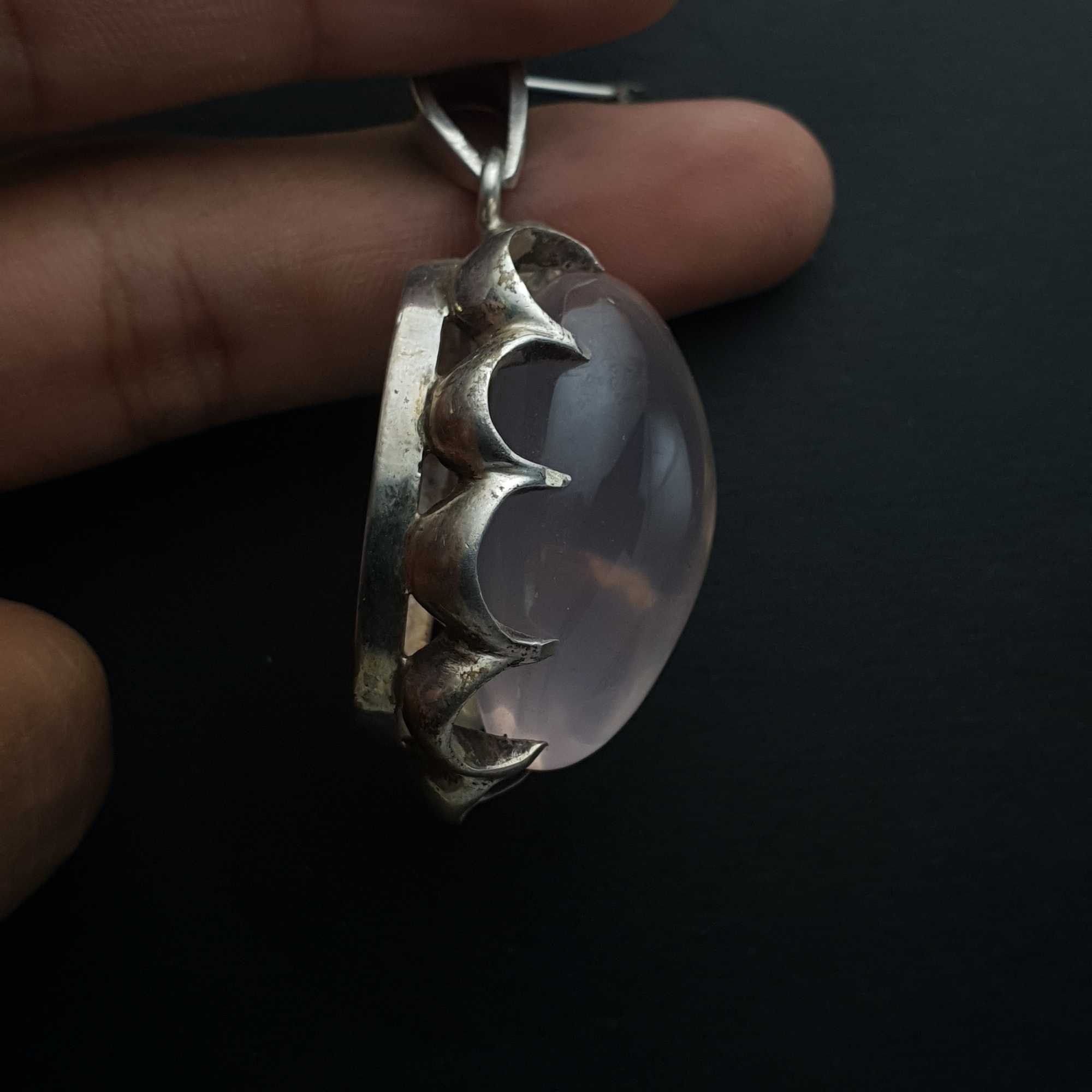 Rose Quartz Silver Pendant