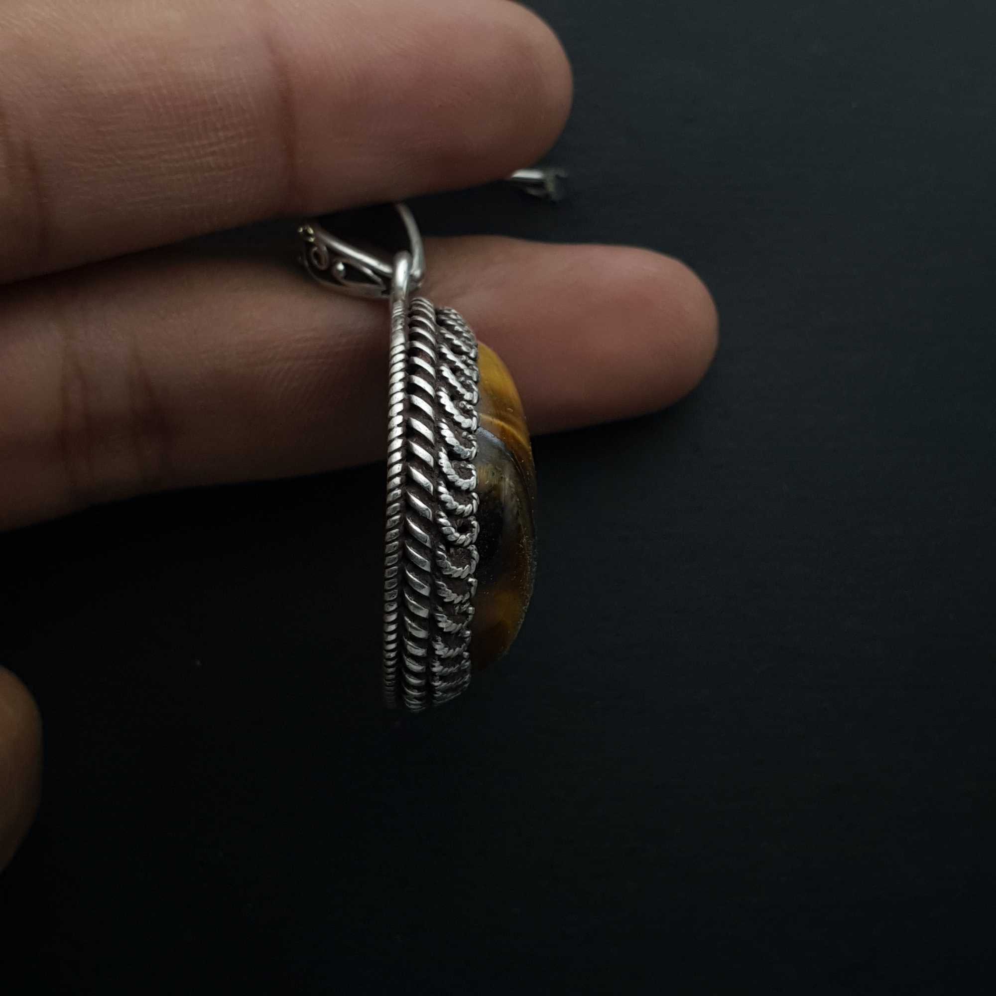 Tiger Eye Silver Pendant