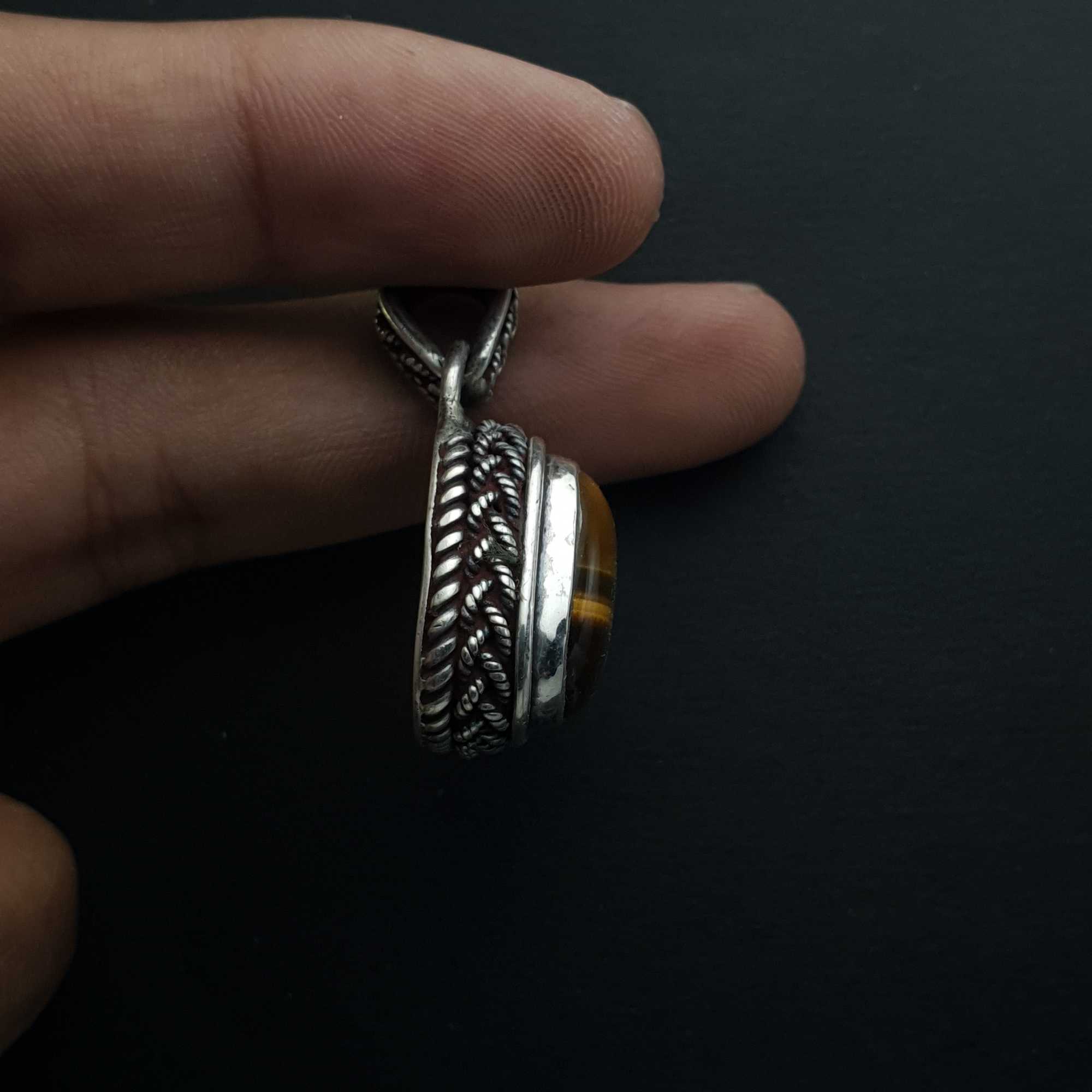 Tiger Eye Silver Pendant