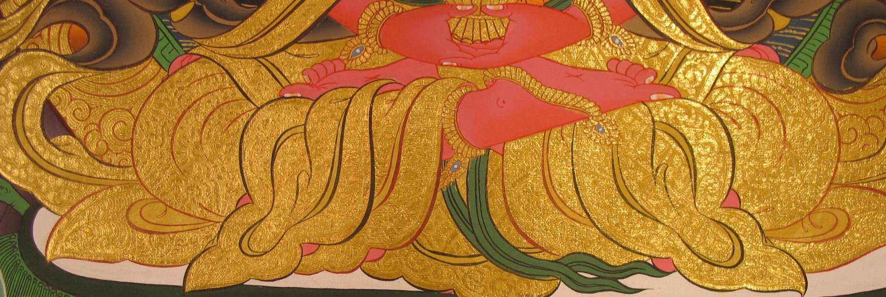 Tibetan Thangka Of Amitayus, 24k Real Gold