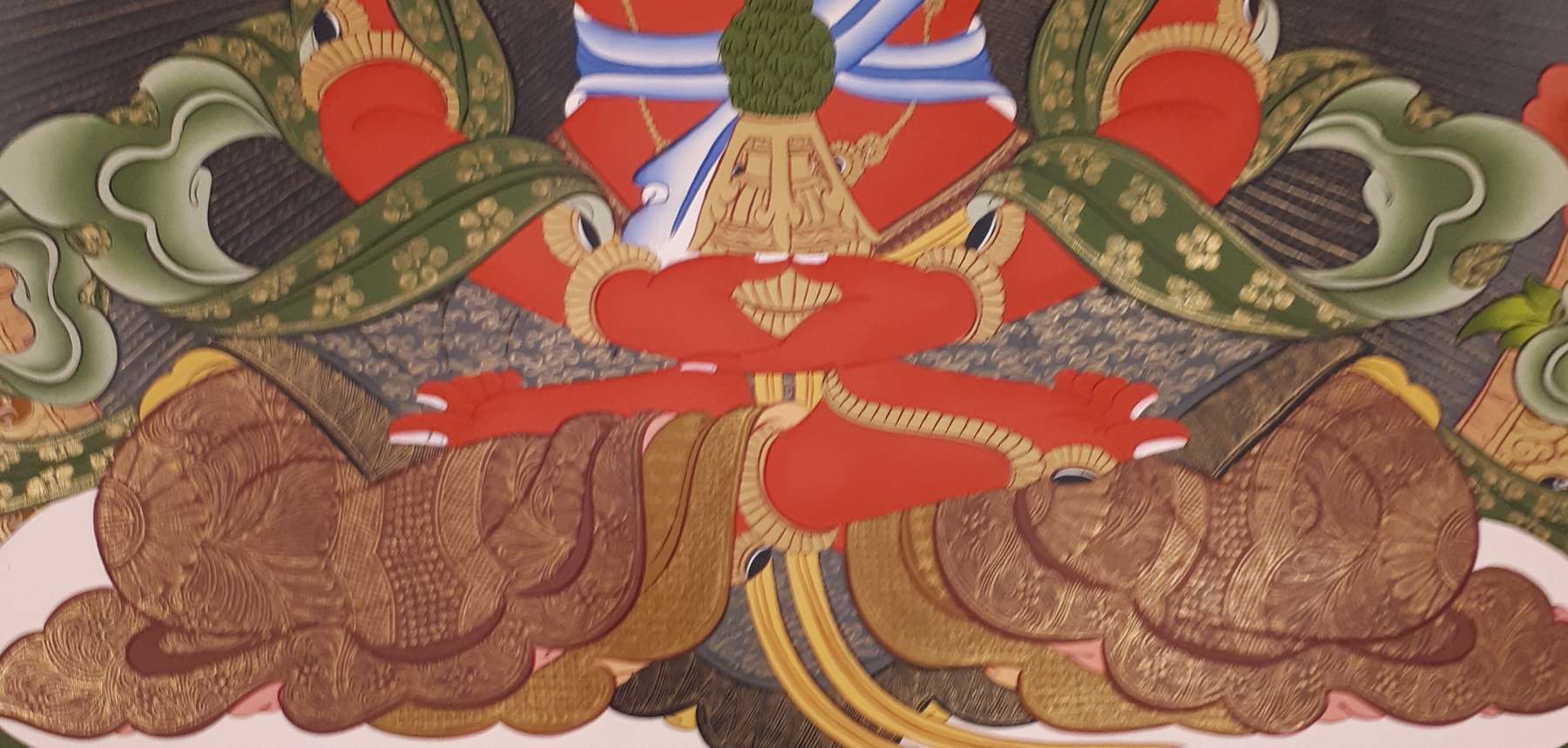 Tibetan Thangka Of Amitayus, 24k Real Gold