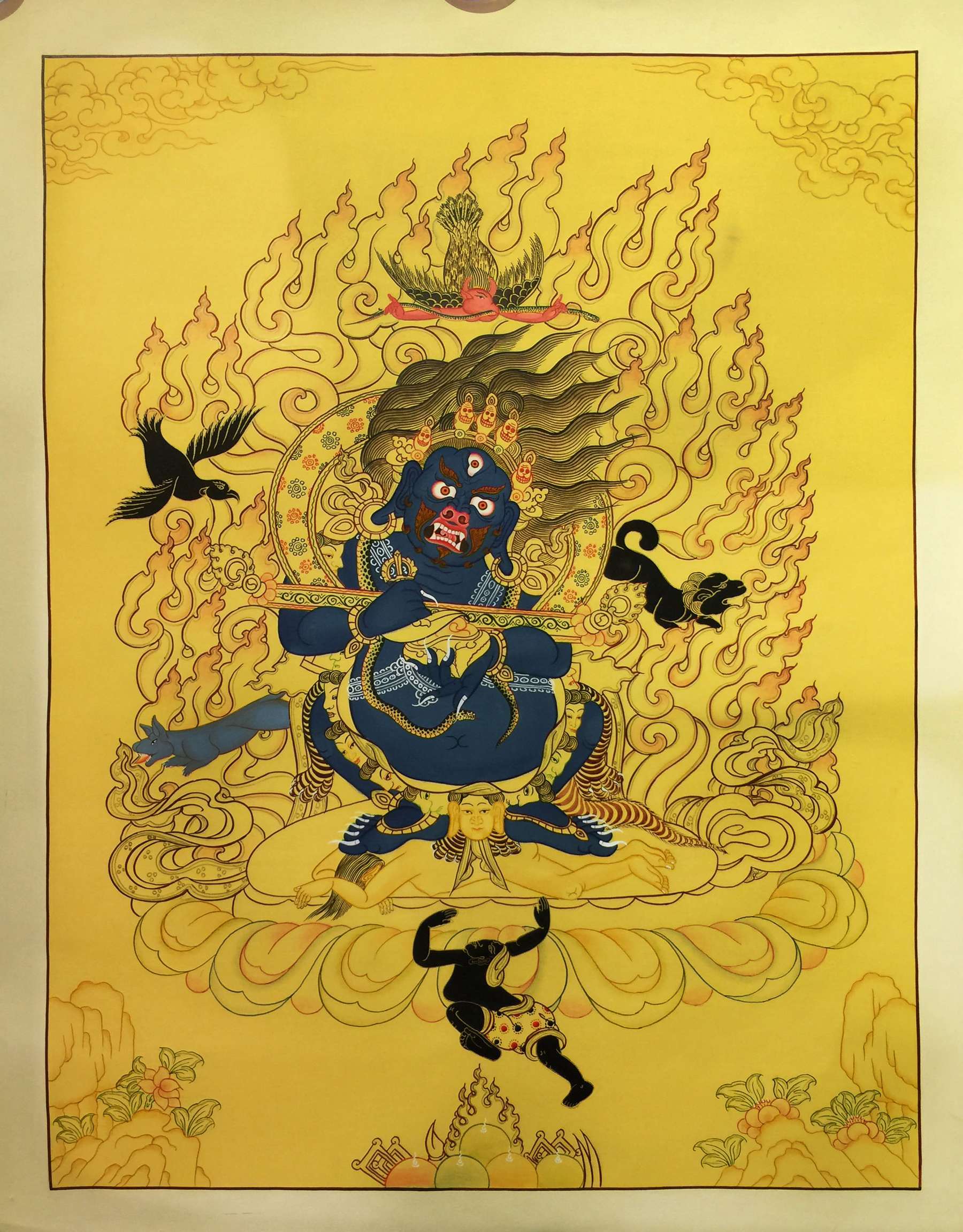 tibetan thangka of Mahakala Panjaranatha Two arms, 60 by 45 cm, made by ...