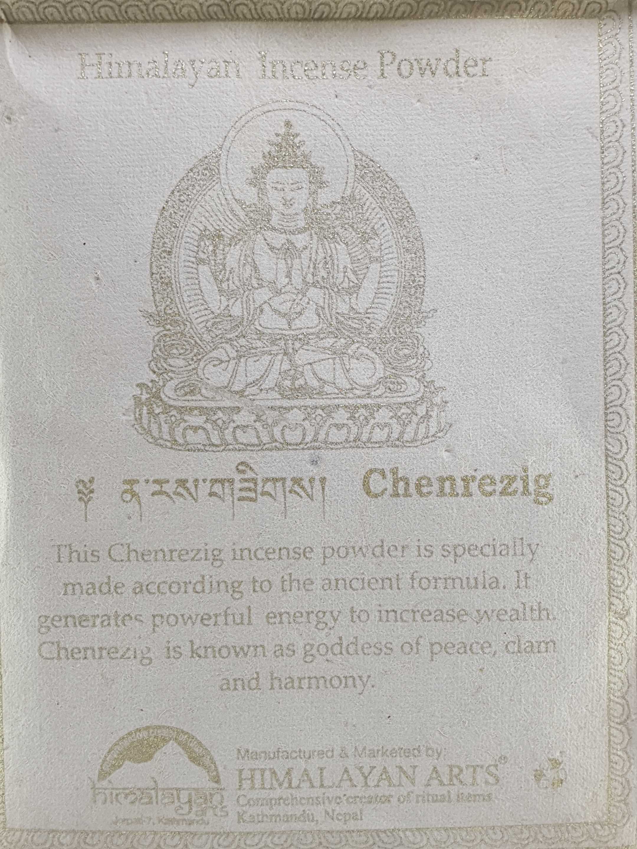 Chenrezig Himalayan Incense Powder, paper Bag