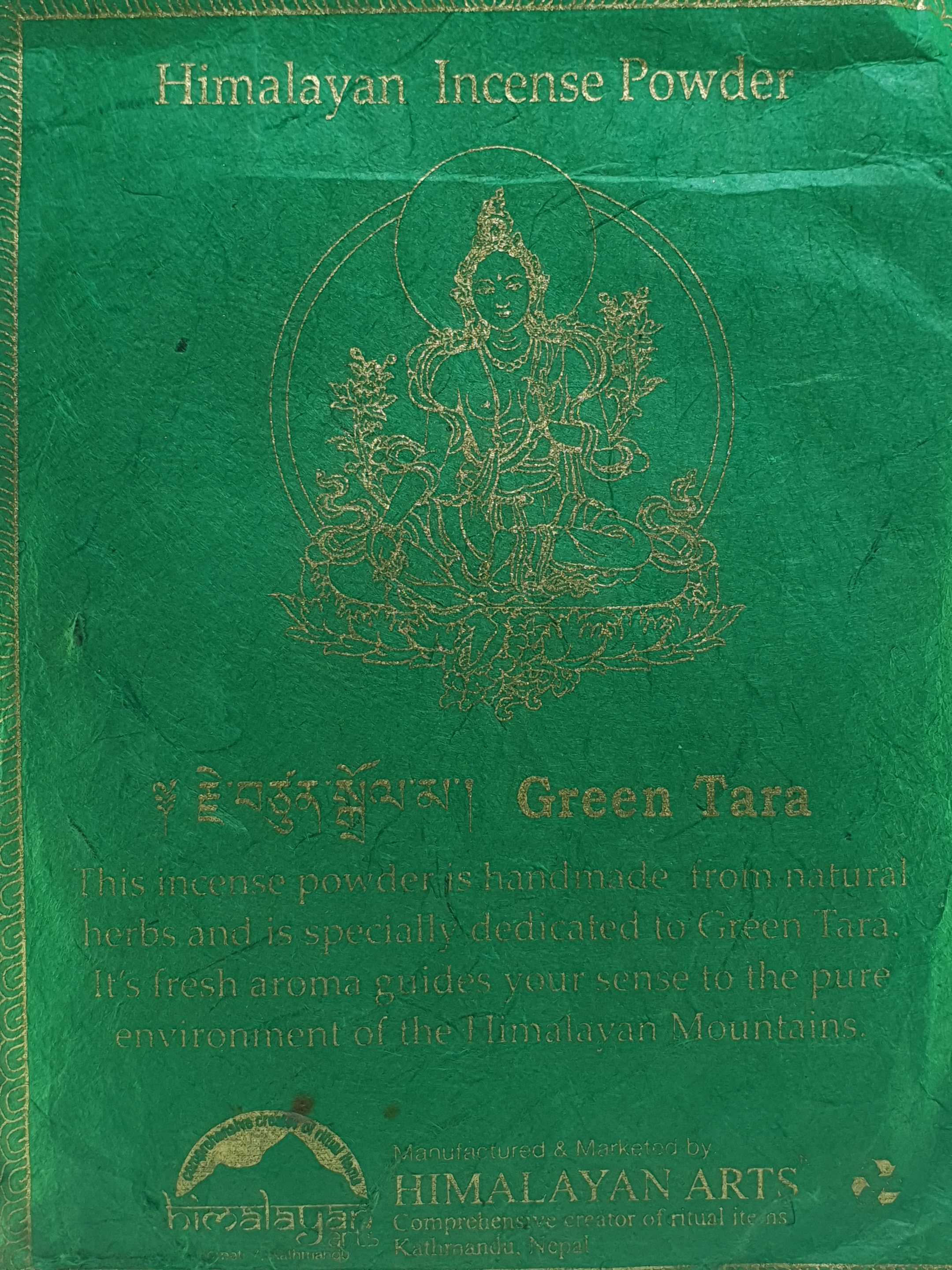 Green Tara Himalayan Incense Powder, paper Bag