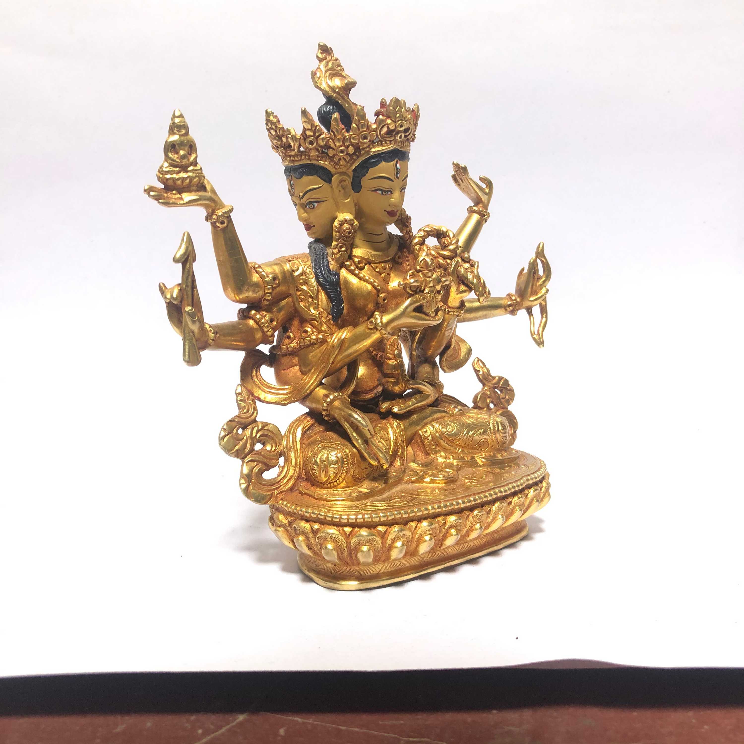 monastery Quality Statue Of Ushnisha Vijaya Aka. Namgyalma, full Gold Plated, painted Face