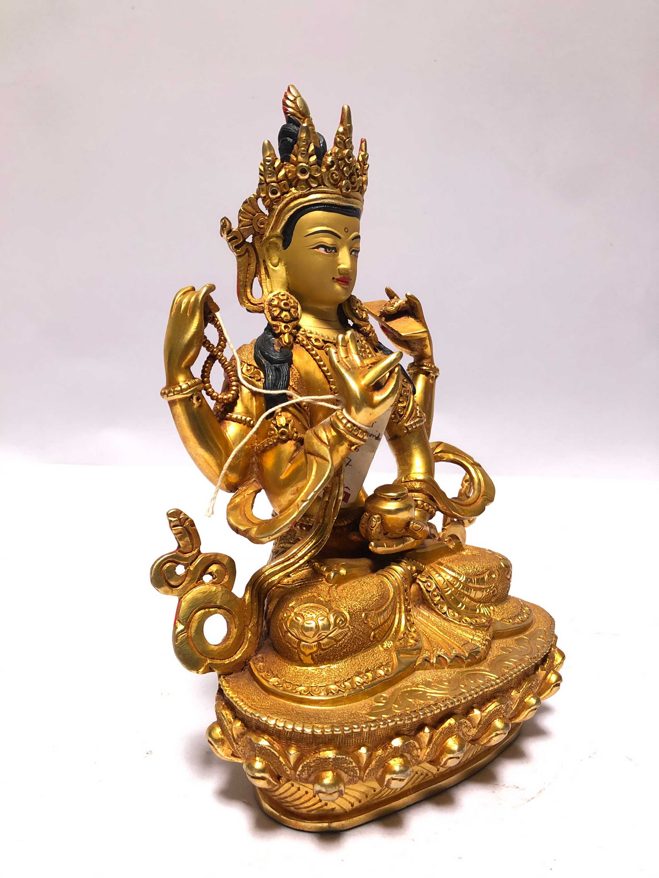 monastery Quality Buddhist Statue Of Prajnaparamita full Fire Gold Plated, painted Face, Pragya Parmita