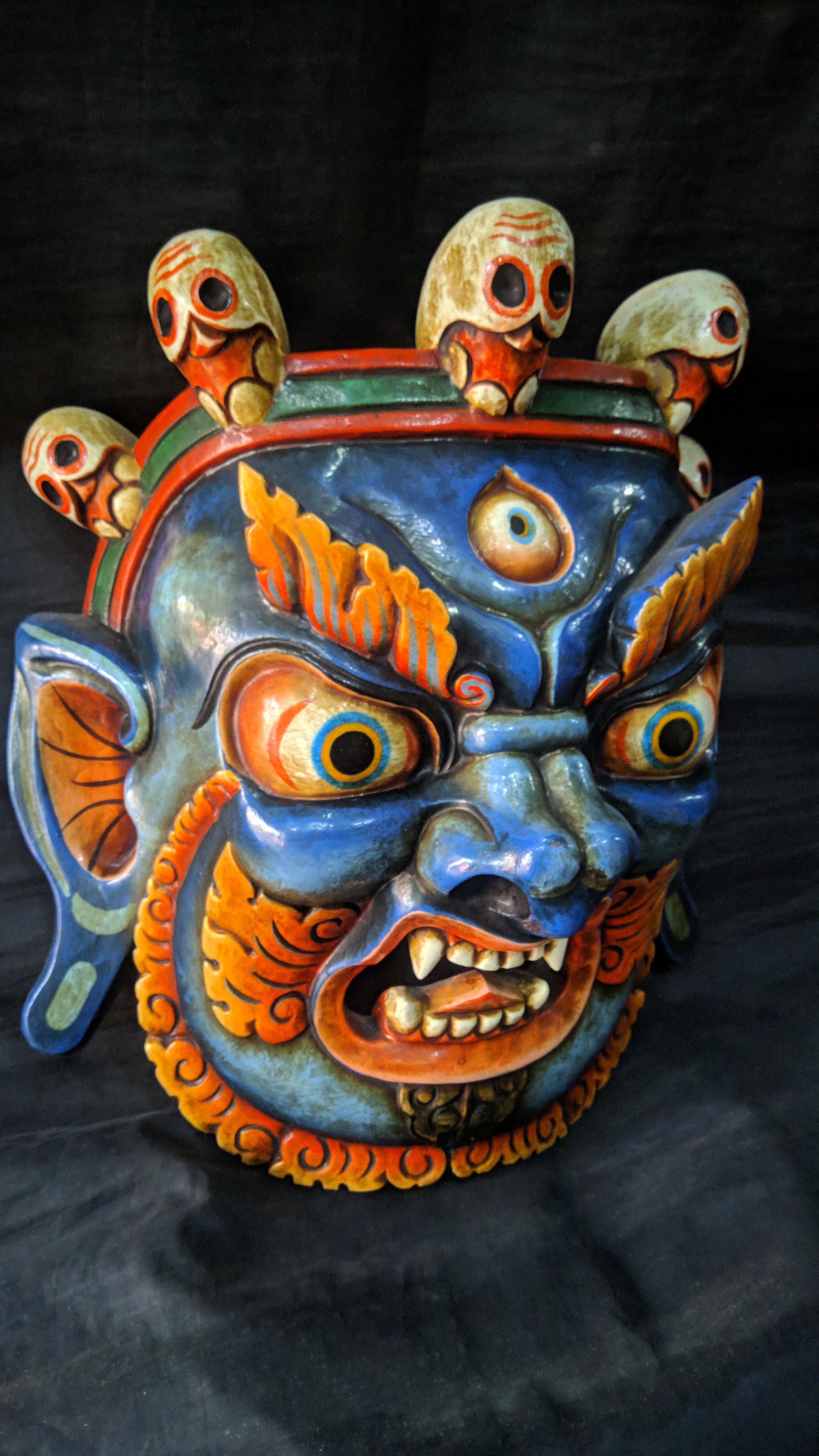 Mahakala Mask, Handmade Wooden Mask <span Style=