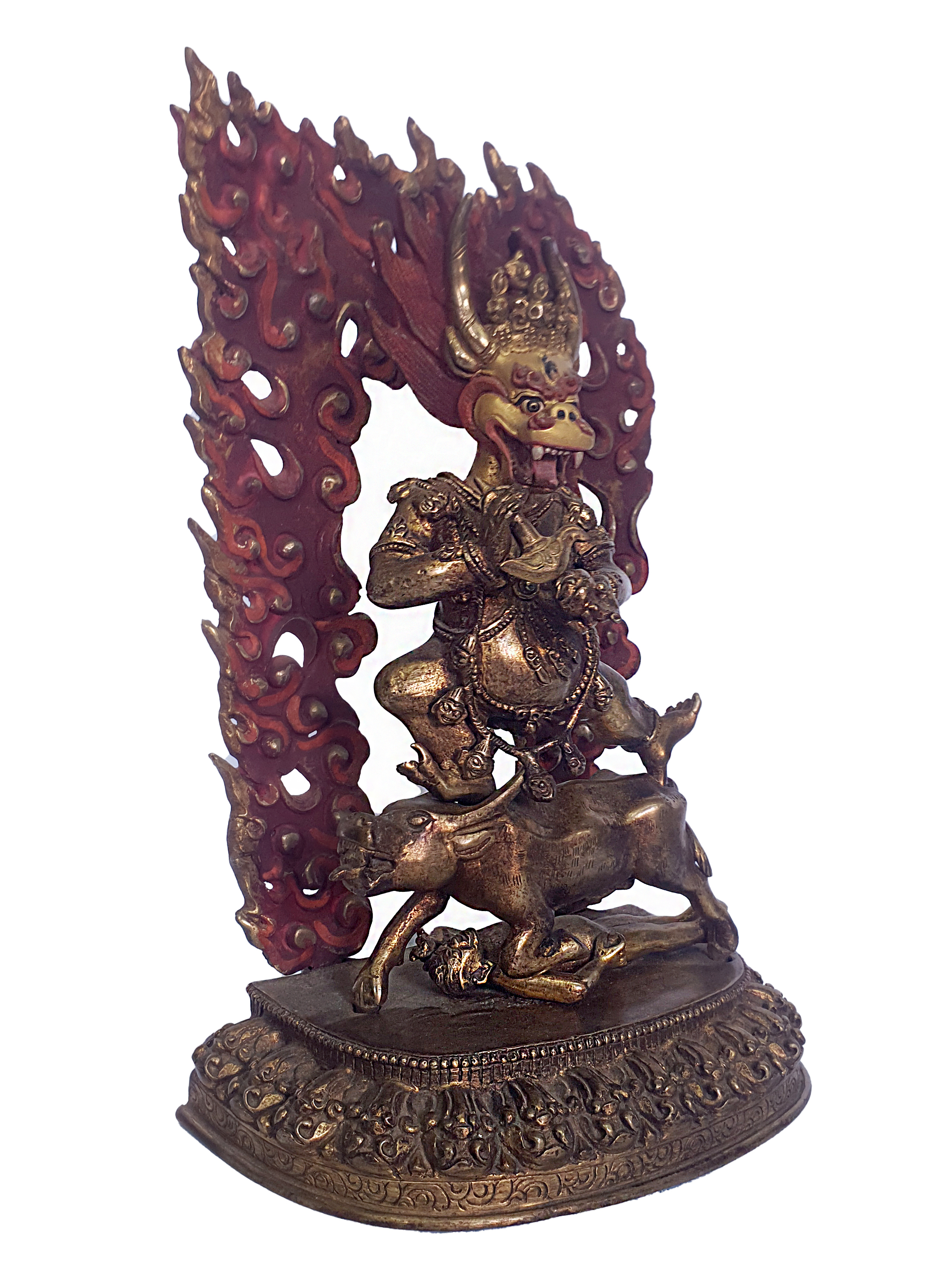 Statue Of Yamantaka - Heruka Without Consort, full Fire Gold Plated, Without Consort