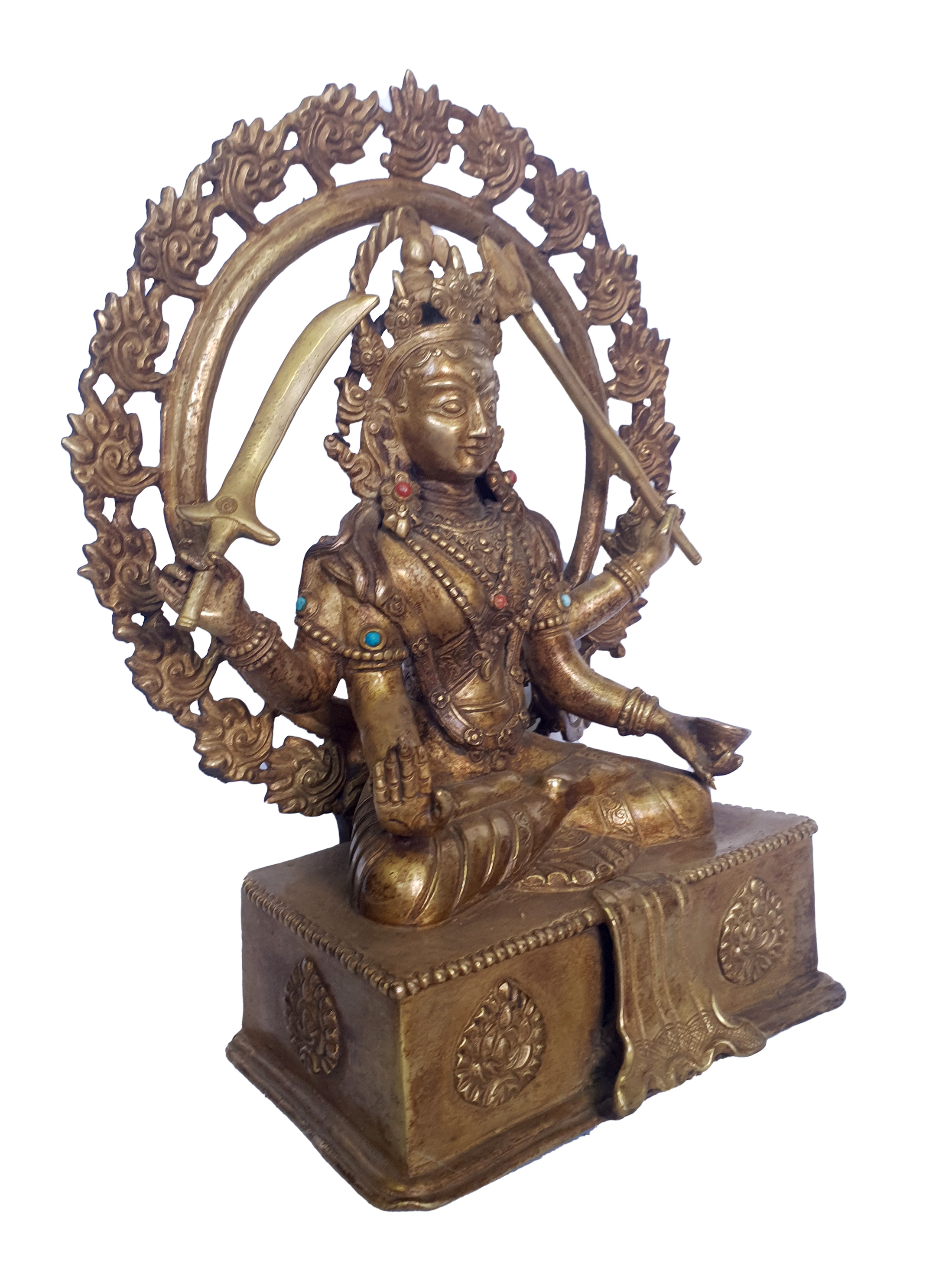 hindu, Old Statue Of Santoshi Mata, full Gold Plated, rare Find