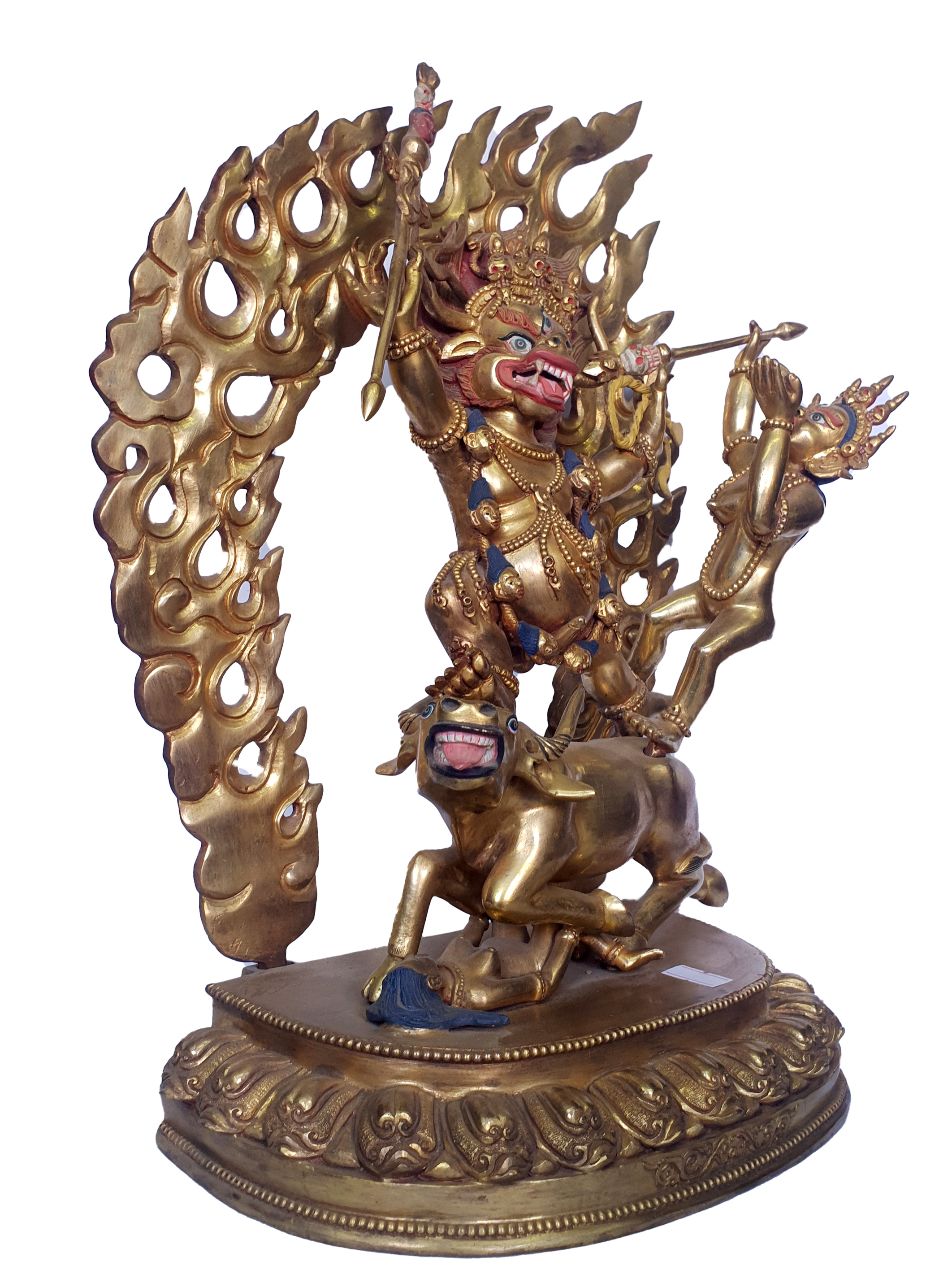 hq, Statue Of Yamantaka - Heruka With Consort, shakti, Yab-yum, full Gold Plated